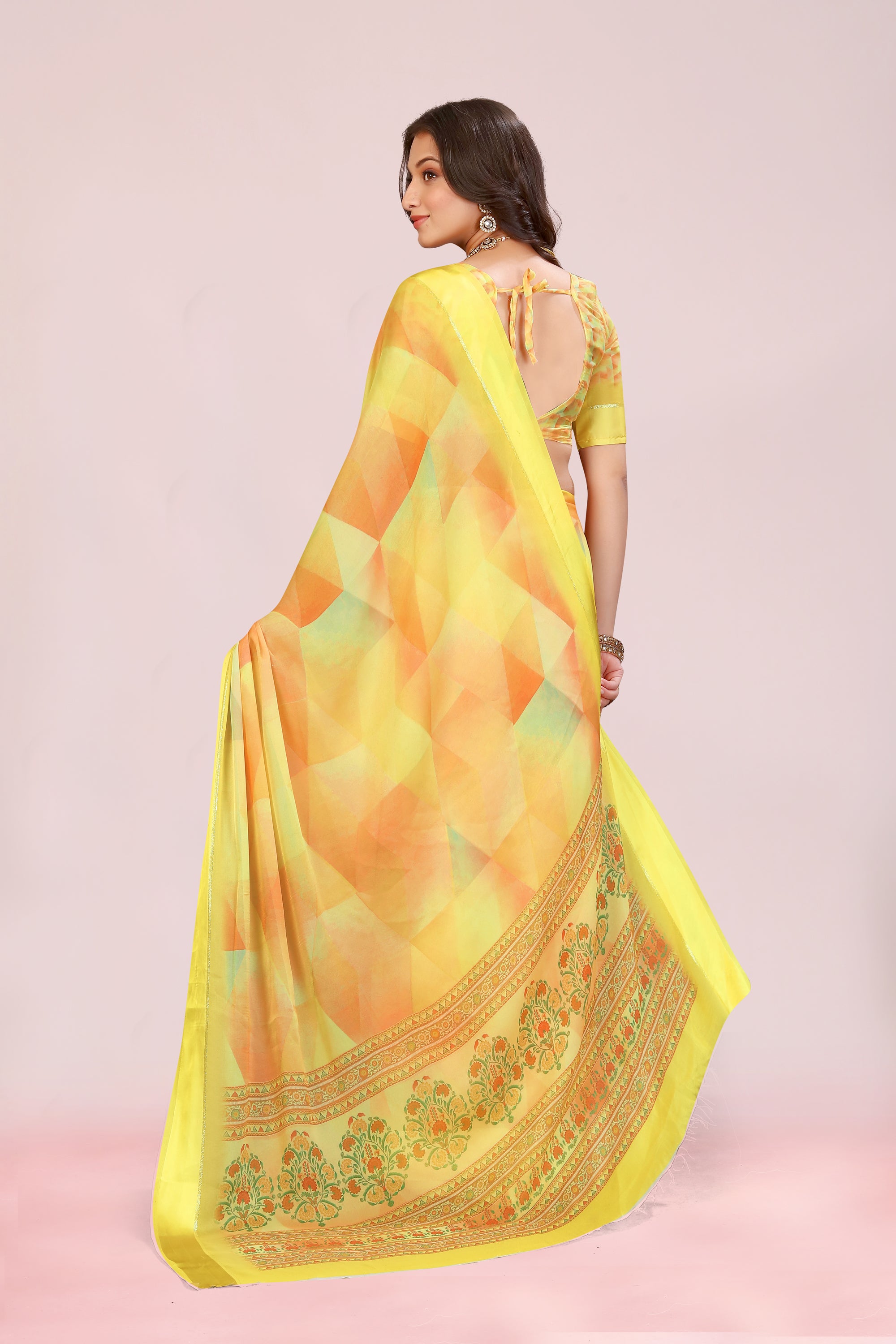 Amita Corn Yellow Dull Moss with Satin Border