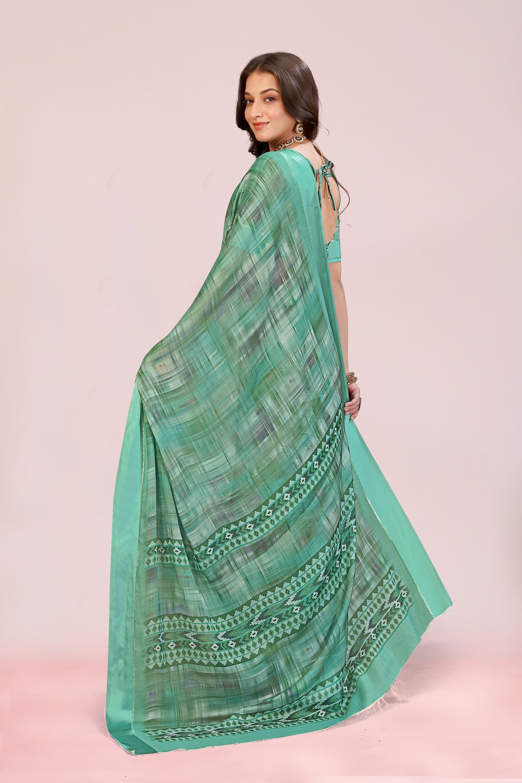 Amita Sea Green Dull Moss with Satin Border
