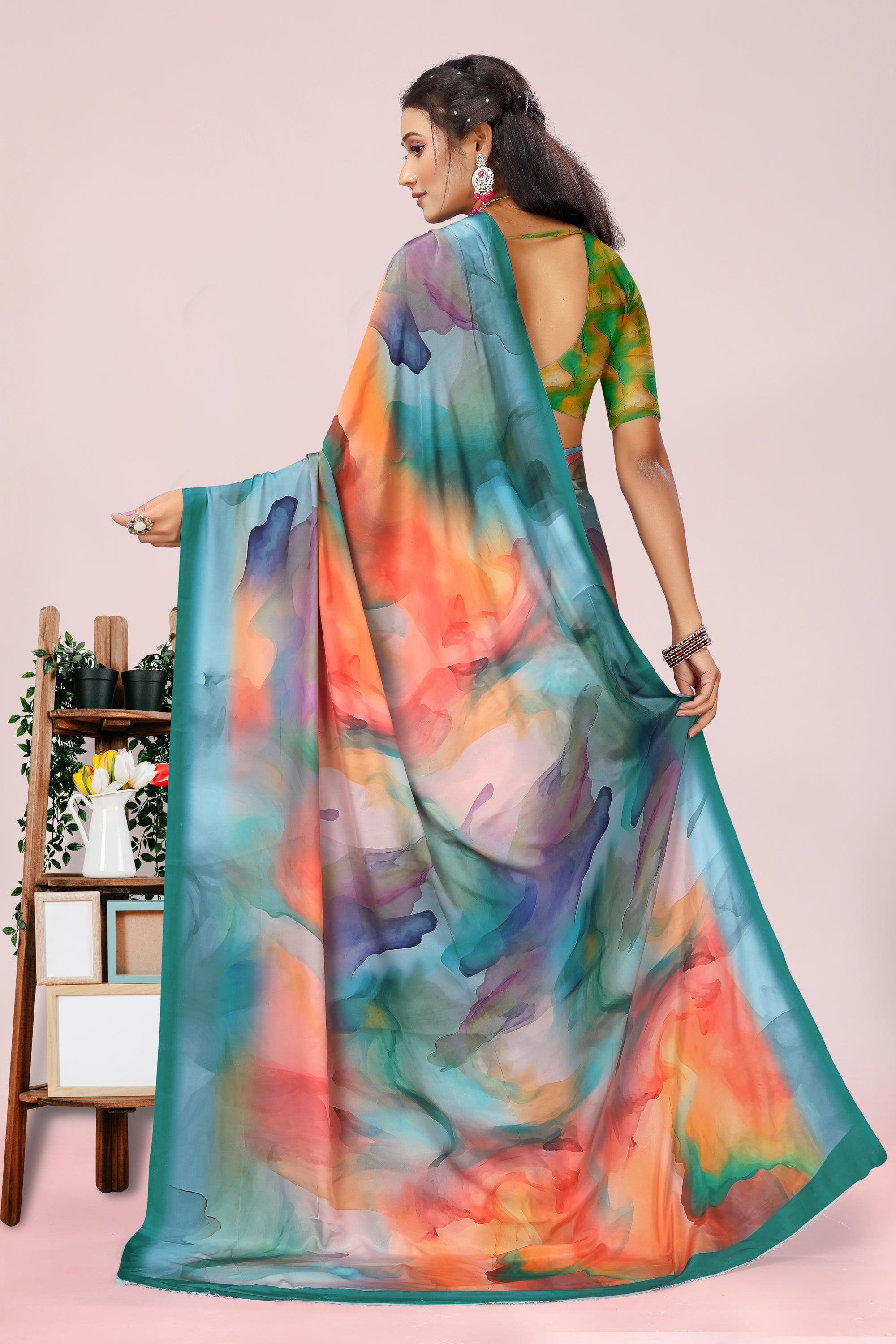 Dolly Rainbow Shade Crepe Saree