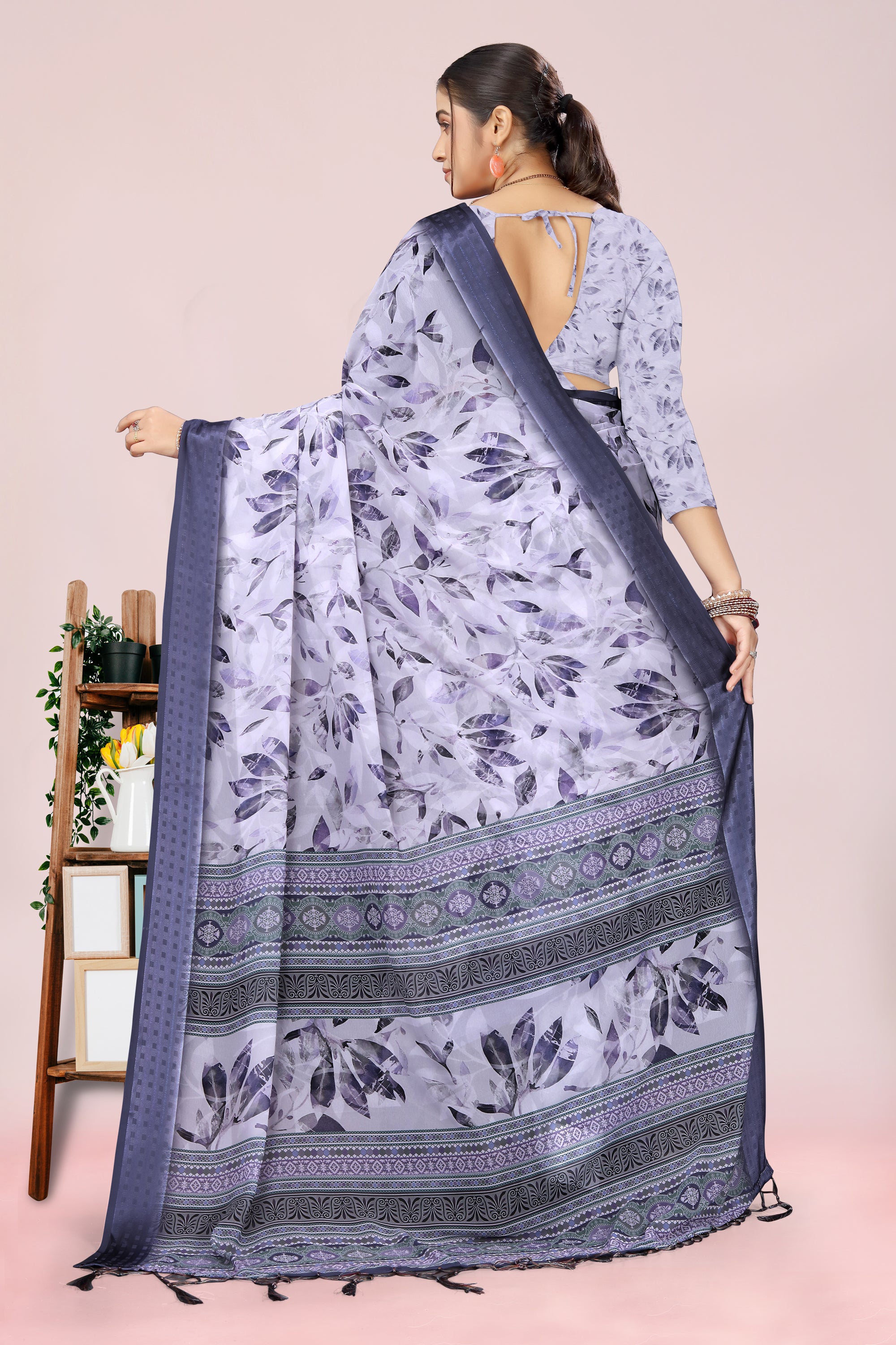 Nithi Purple Floral Weightless Saree