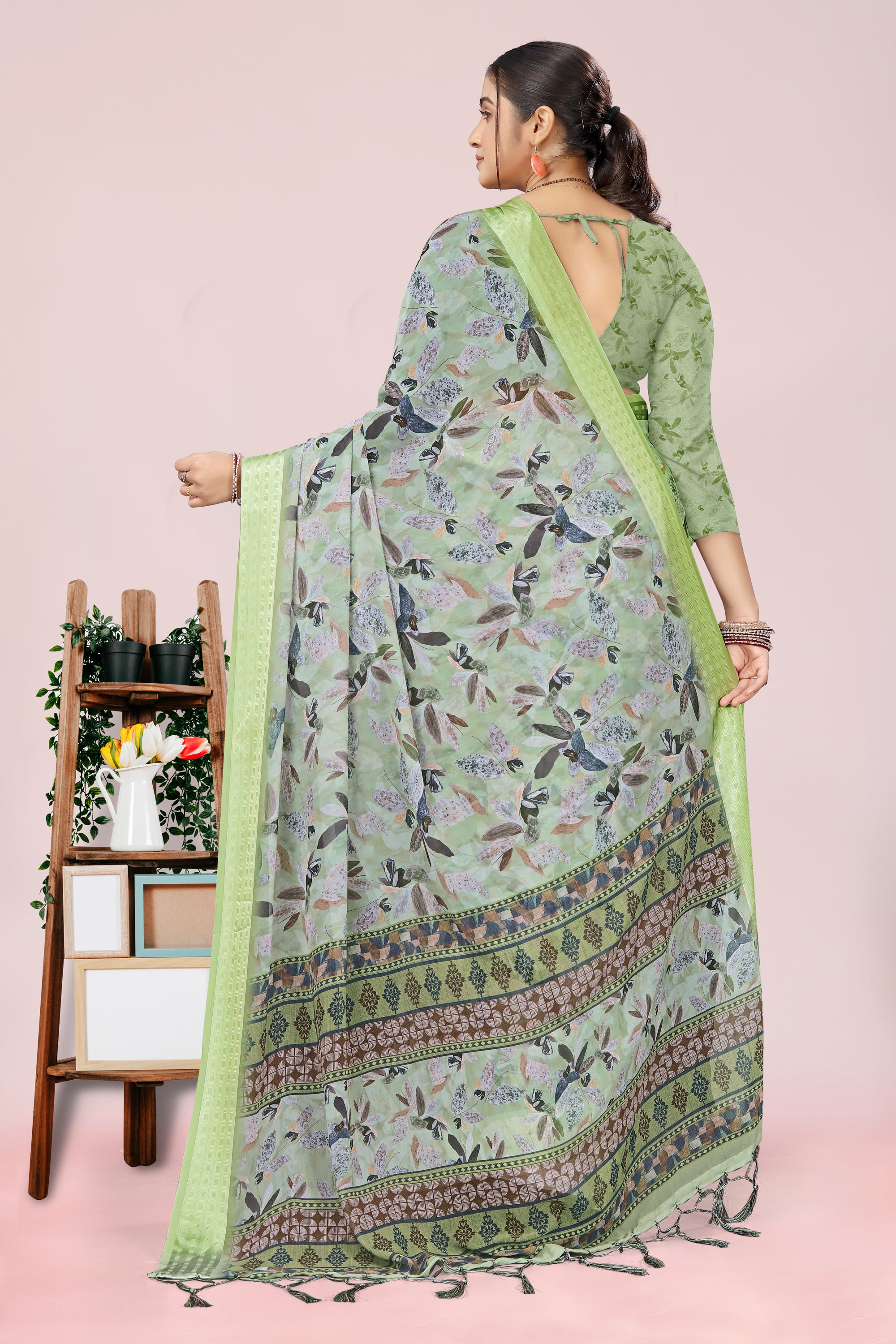 Nithi Mint Green Weightless Saree