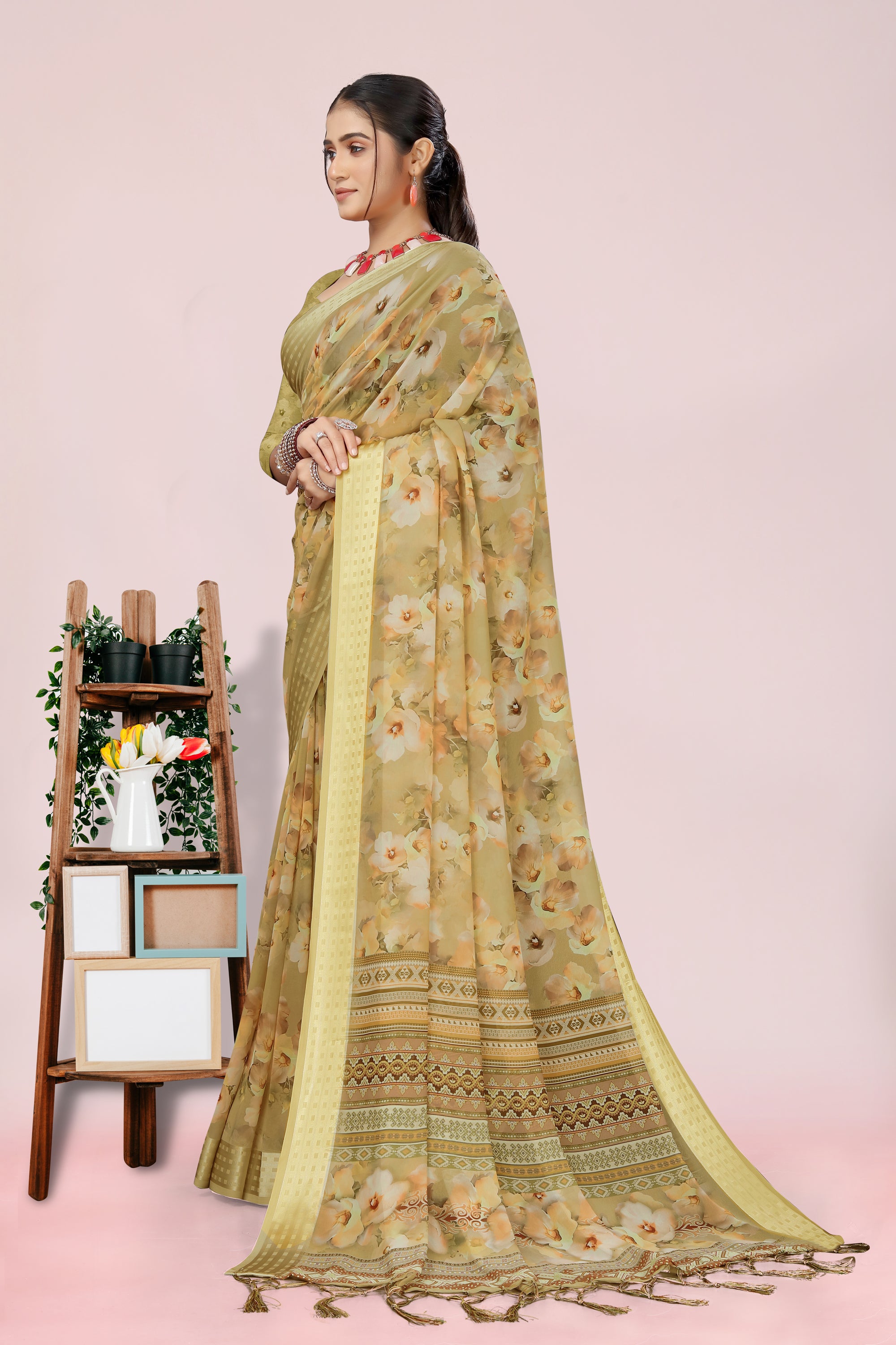 Nithi Mustard Weightless Saree