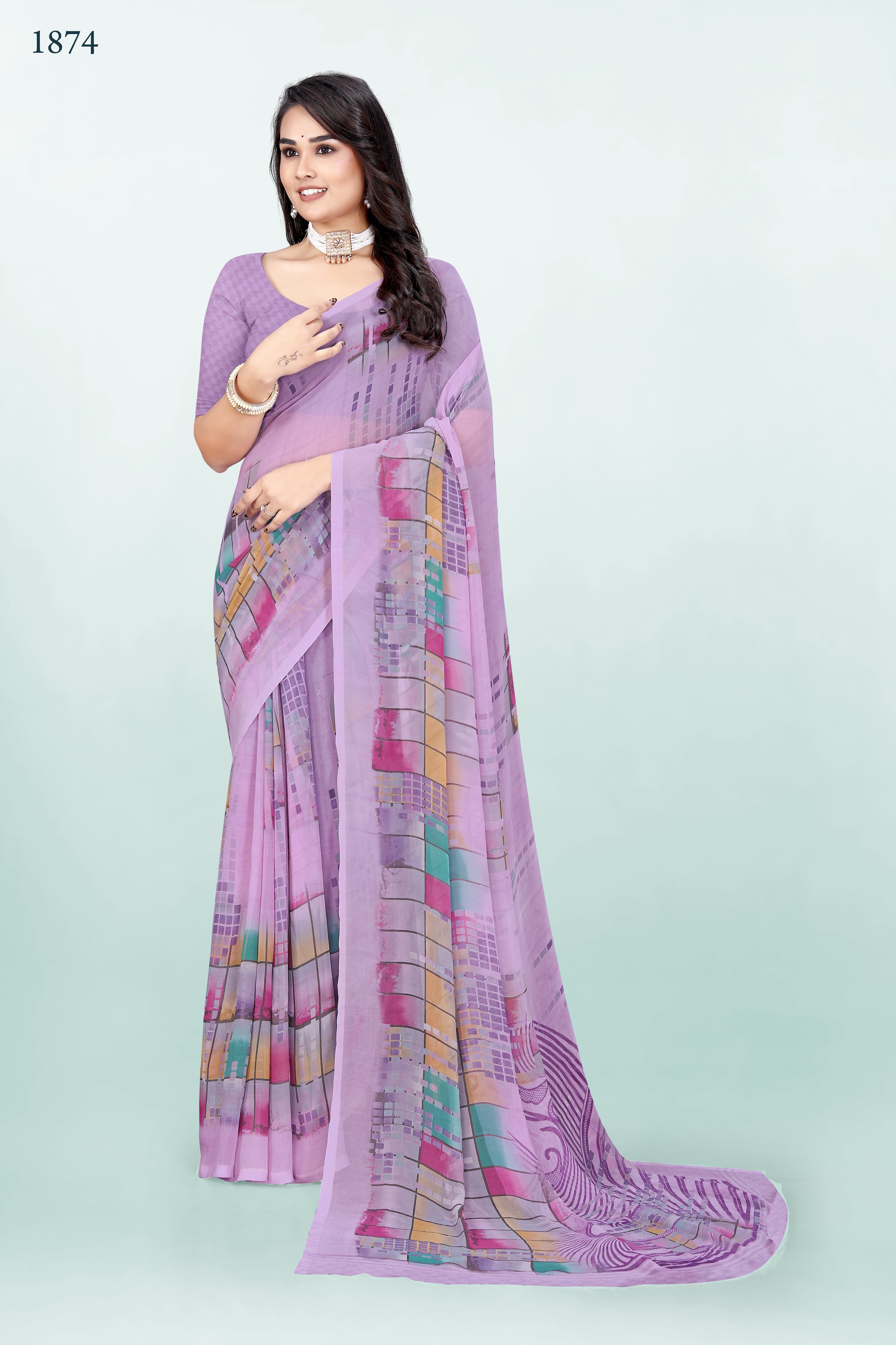 Lavender Srishti Georgette Saree