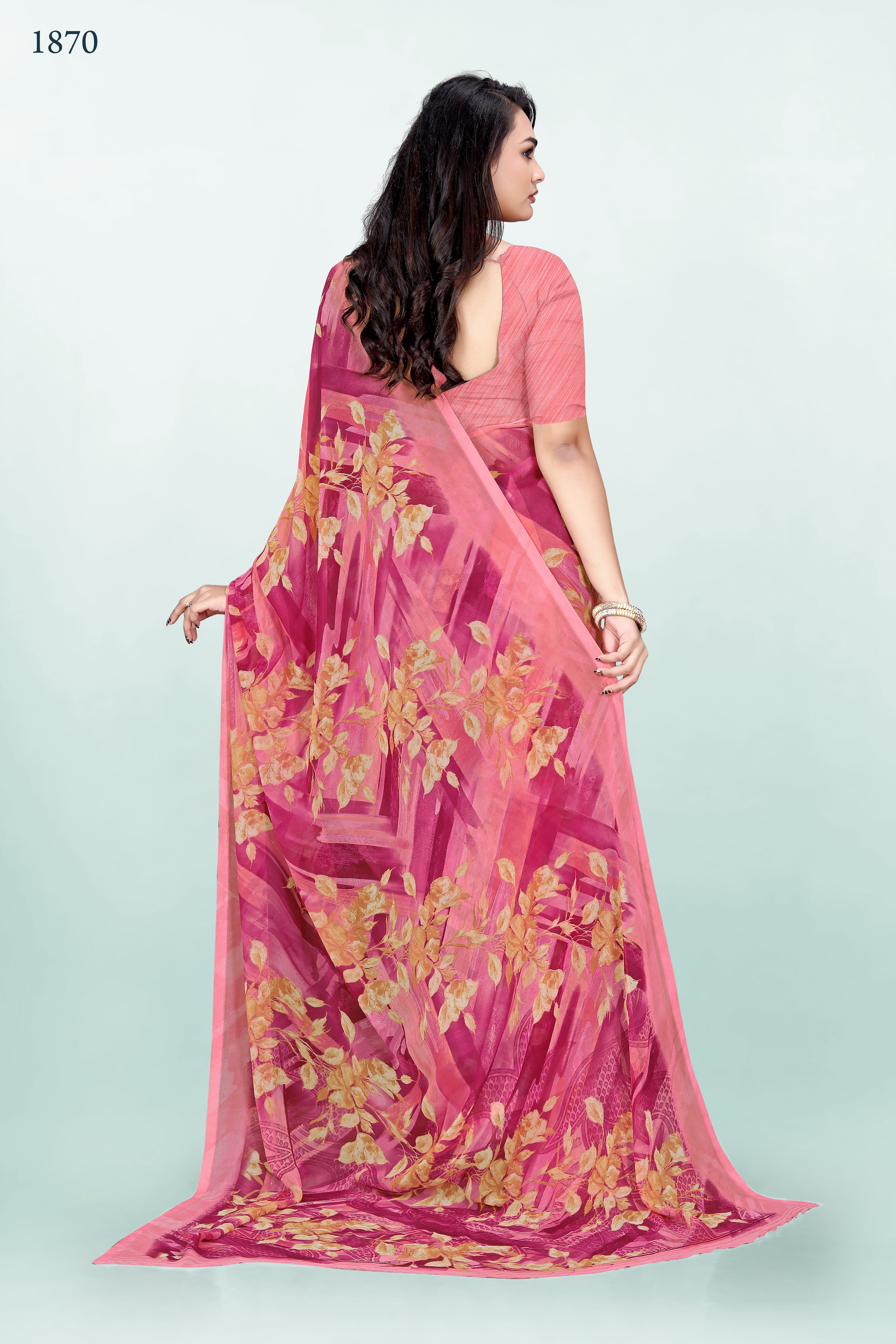 Pink Floral Srishti Georgette Saree