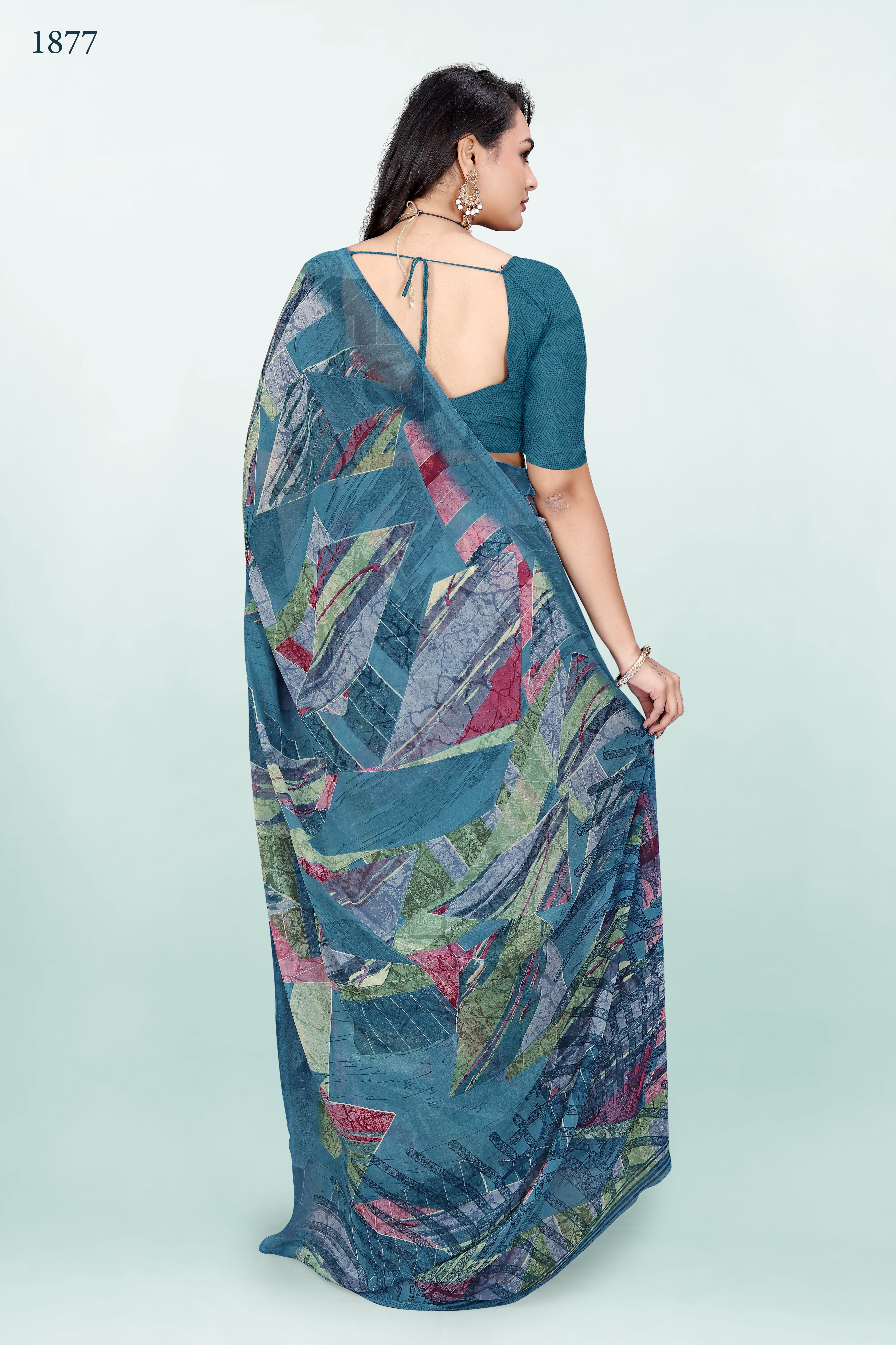 Blue Floral Srishti Georgette Saree