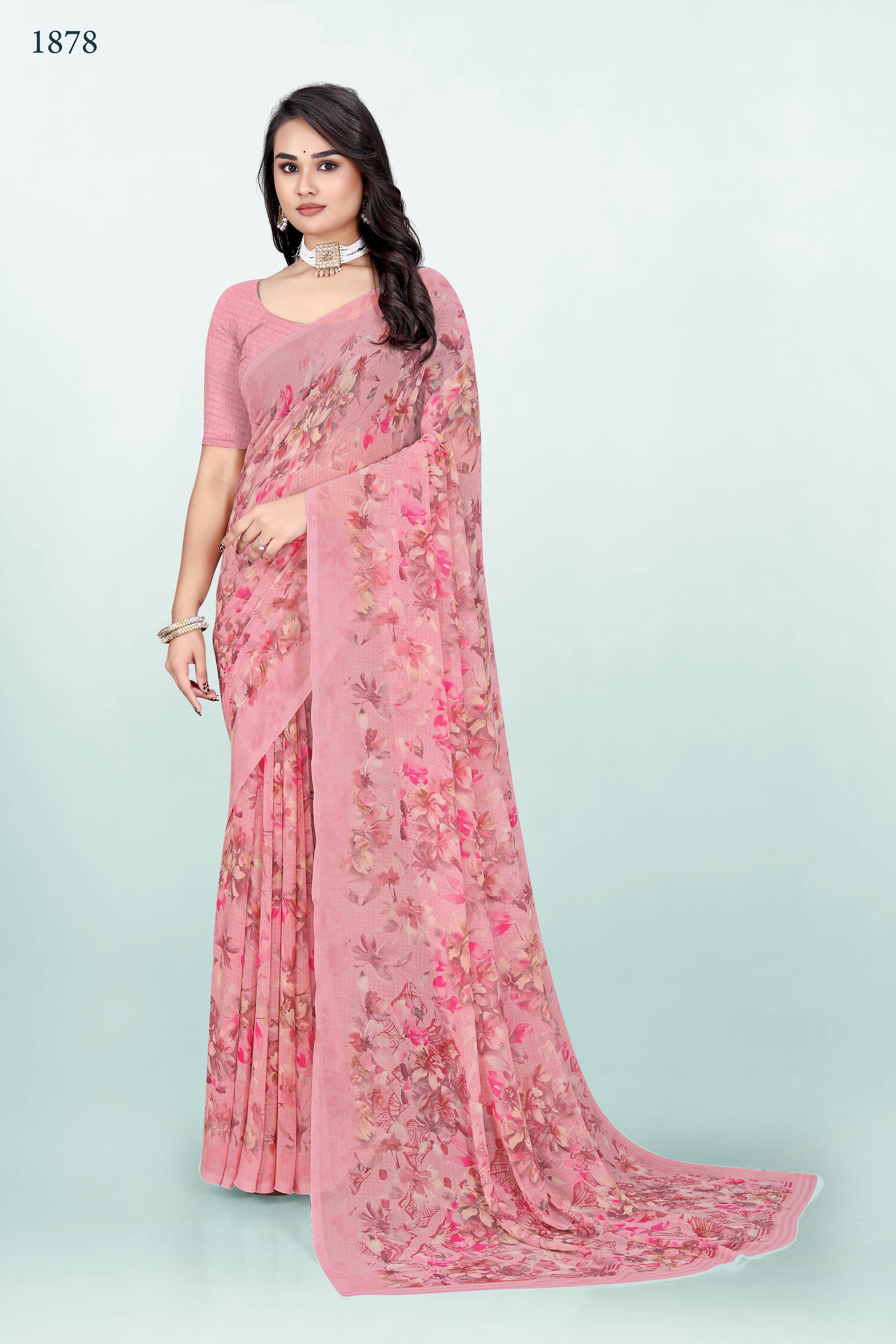 Light baby Floral Srishti Georgette Saree