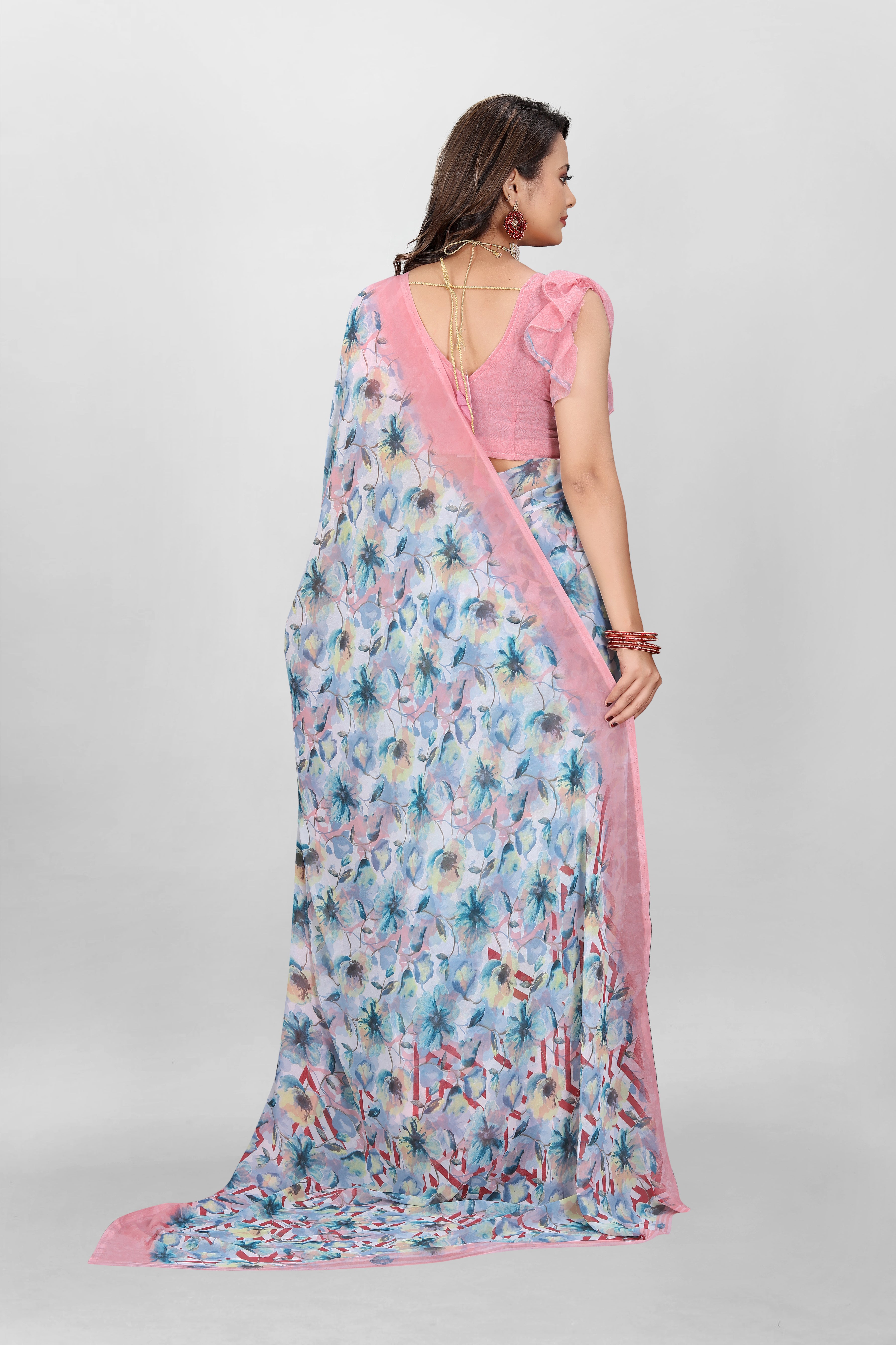Peacock Blue Srishti Georgette Saree