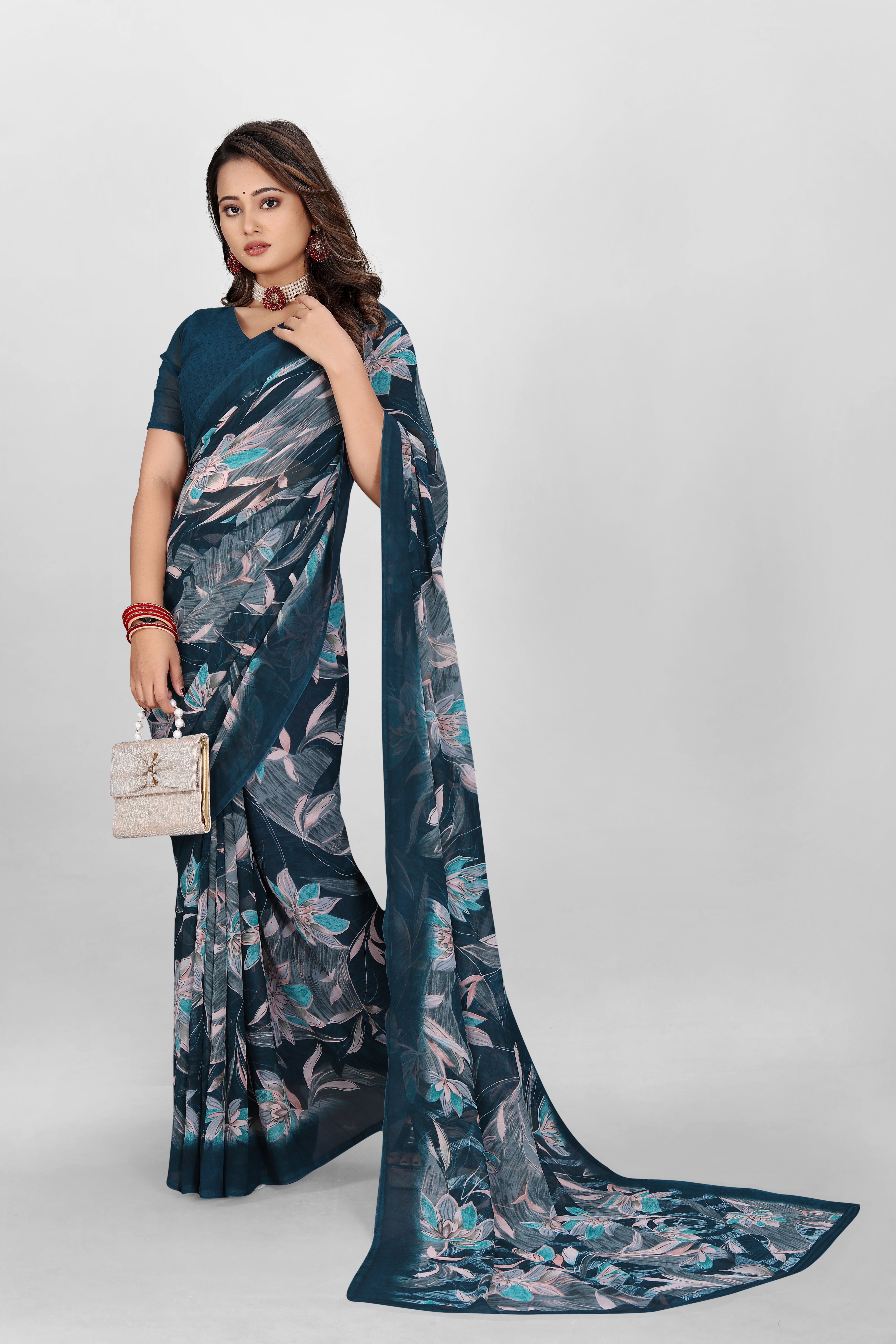Classic Blue Srishti Georgette Saree
