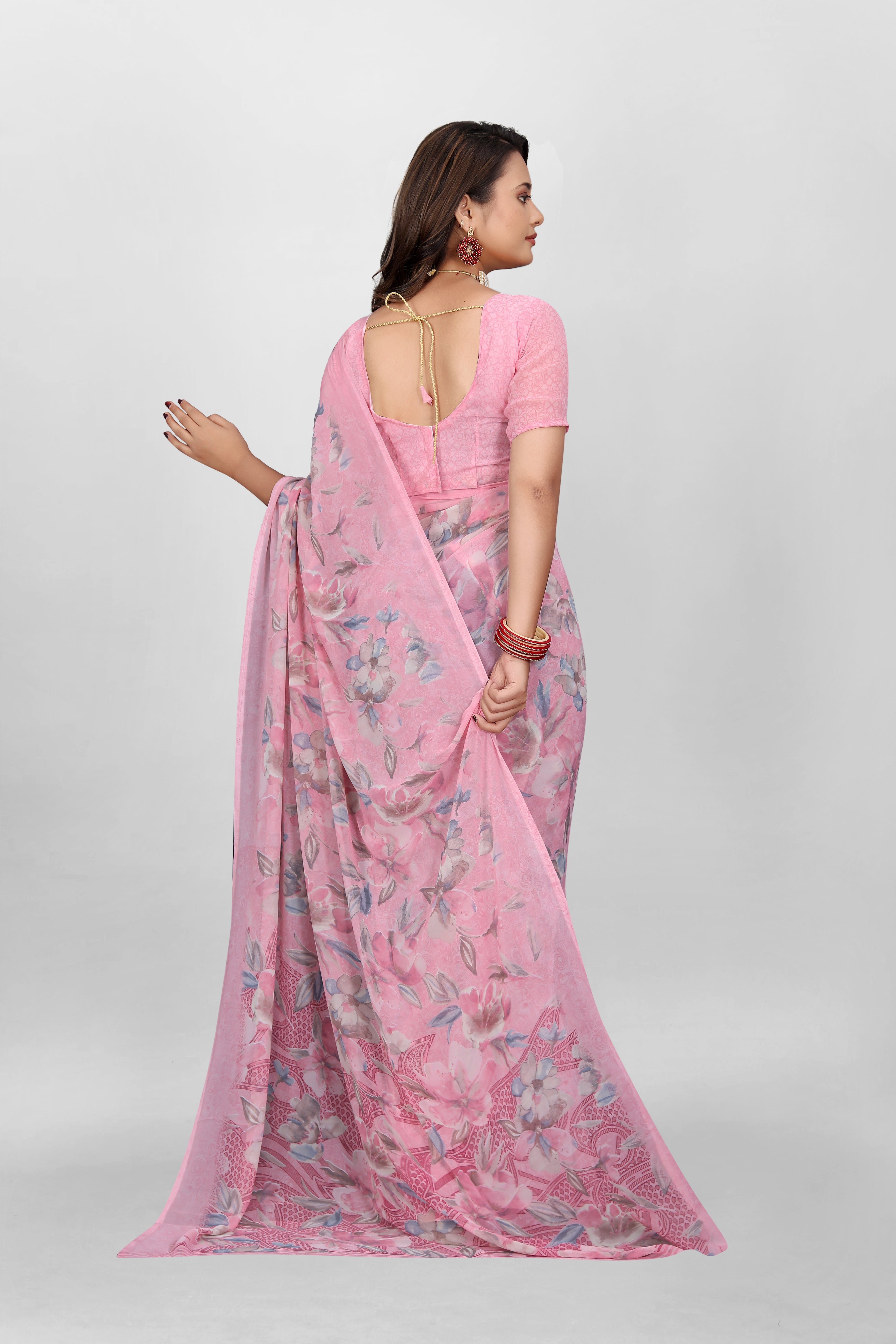 Baby Pink Srishti Georgette Saree