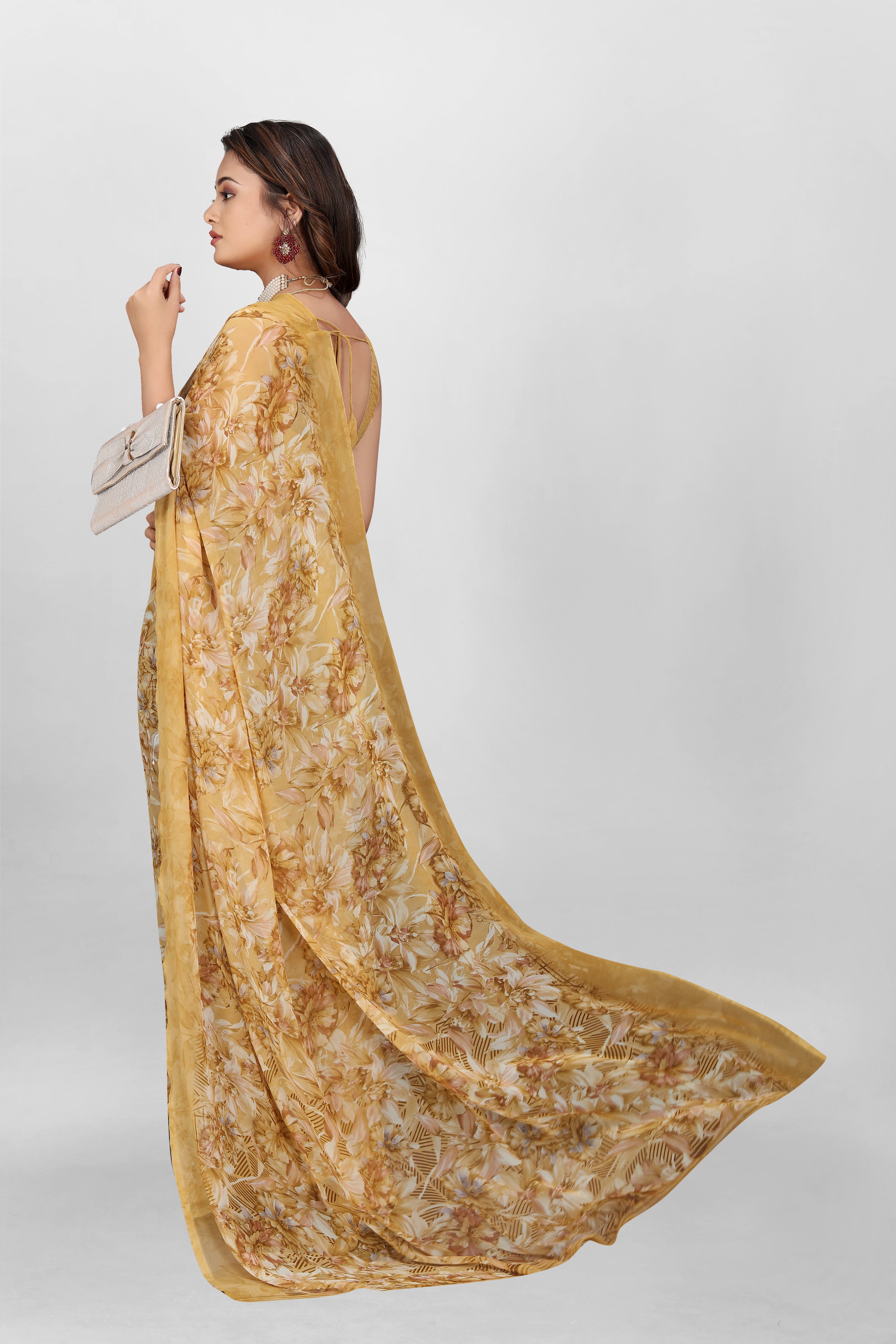 Orchre Yellow Srishti Georgette Saree