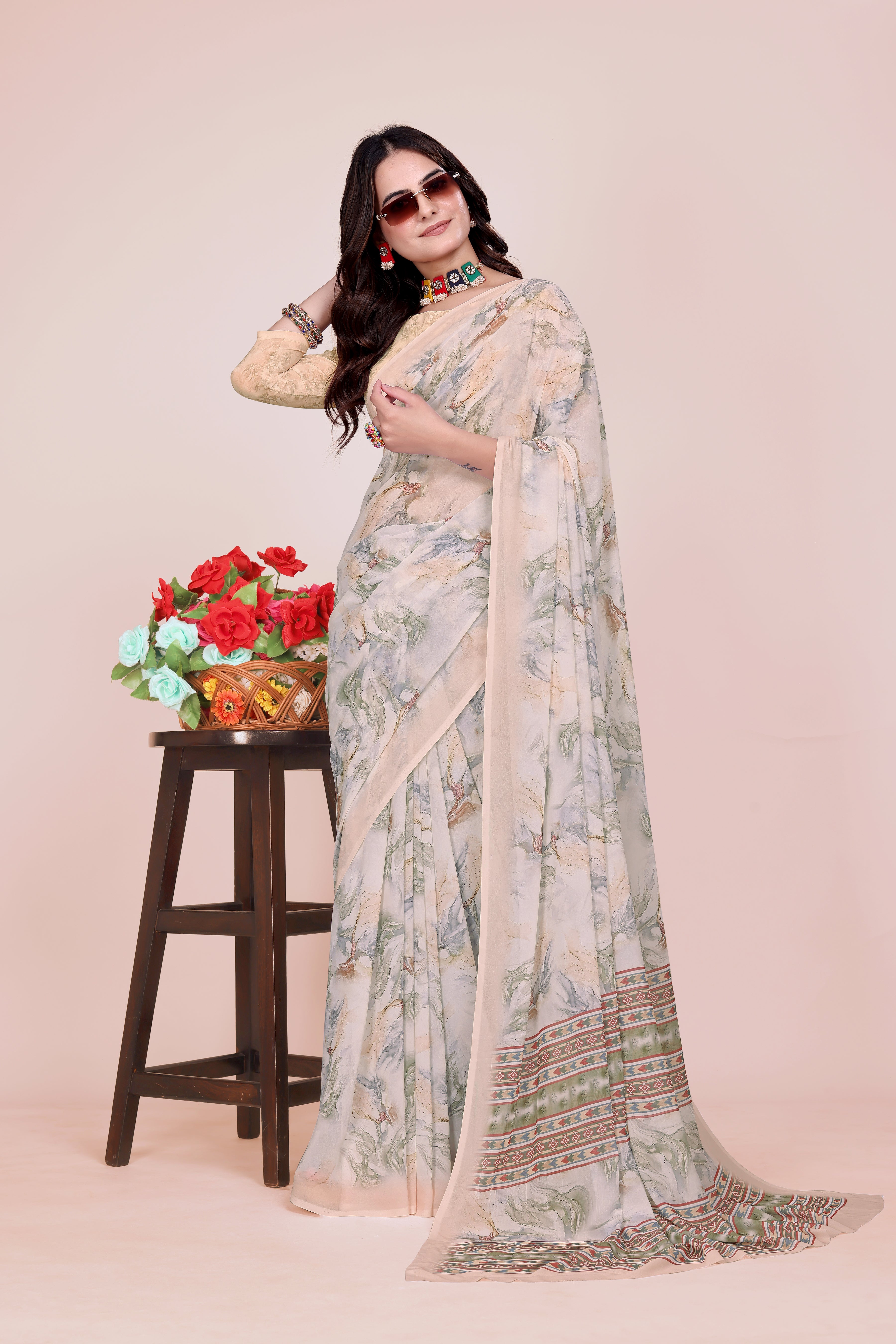 Light Beige Weightless Milli Saree