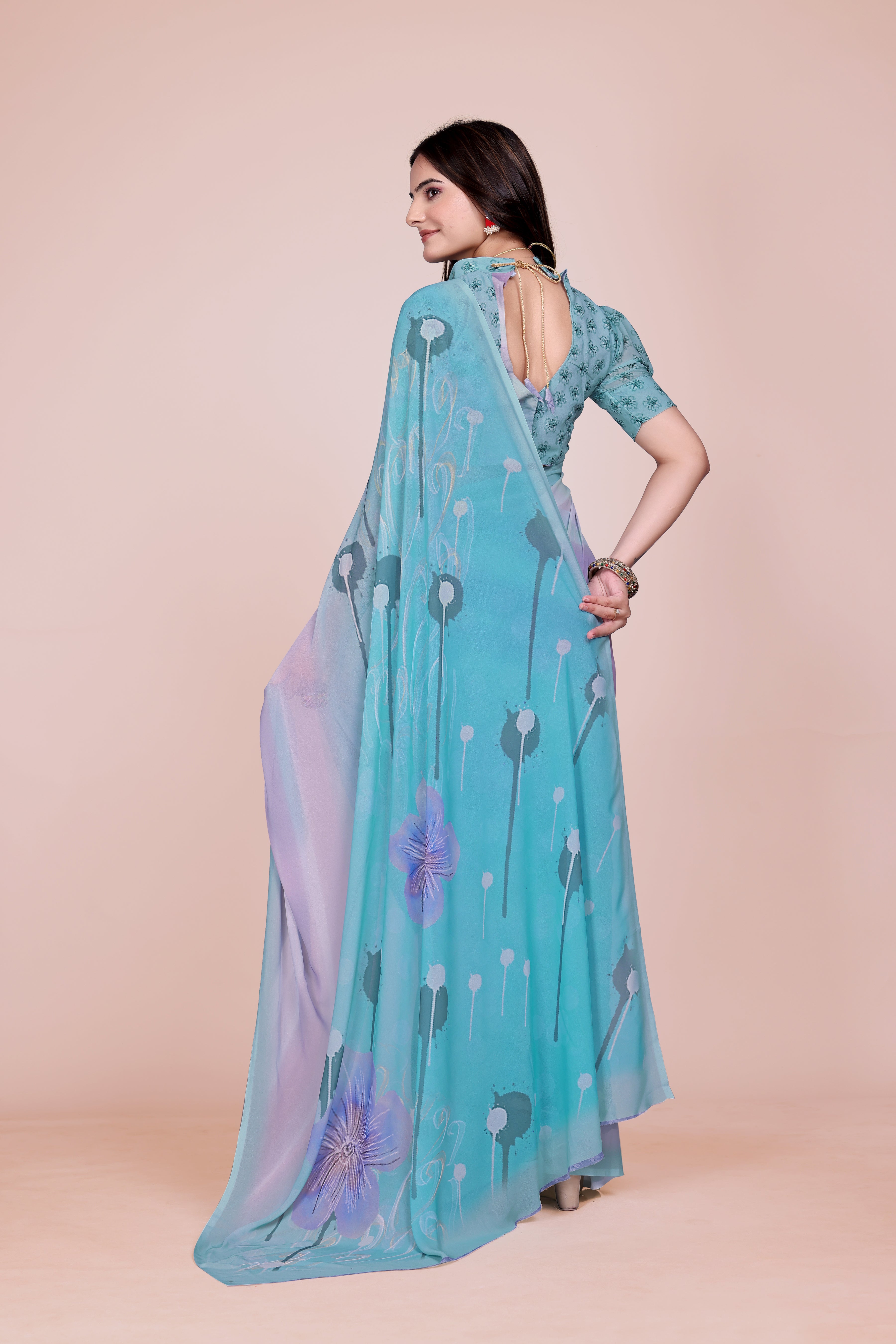 Shaded Blue Weightless Milli Saree