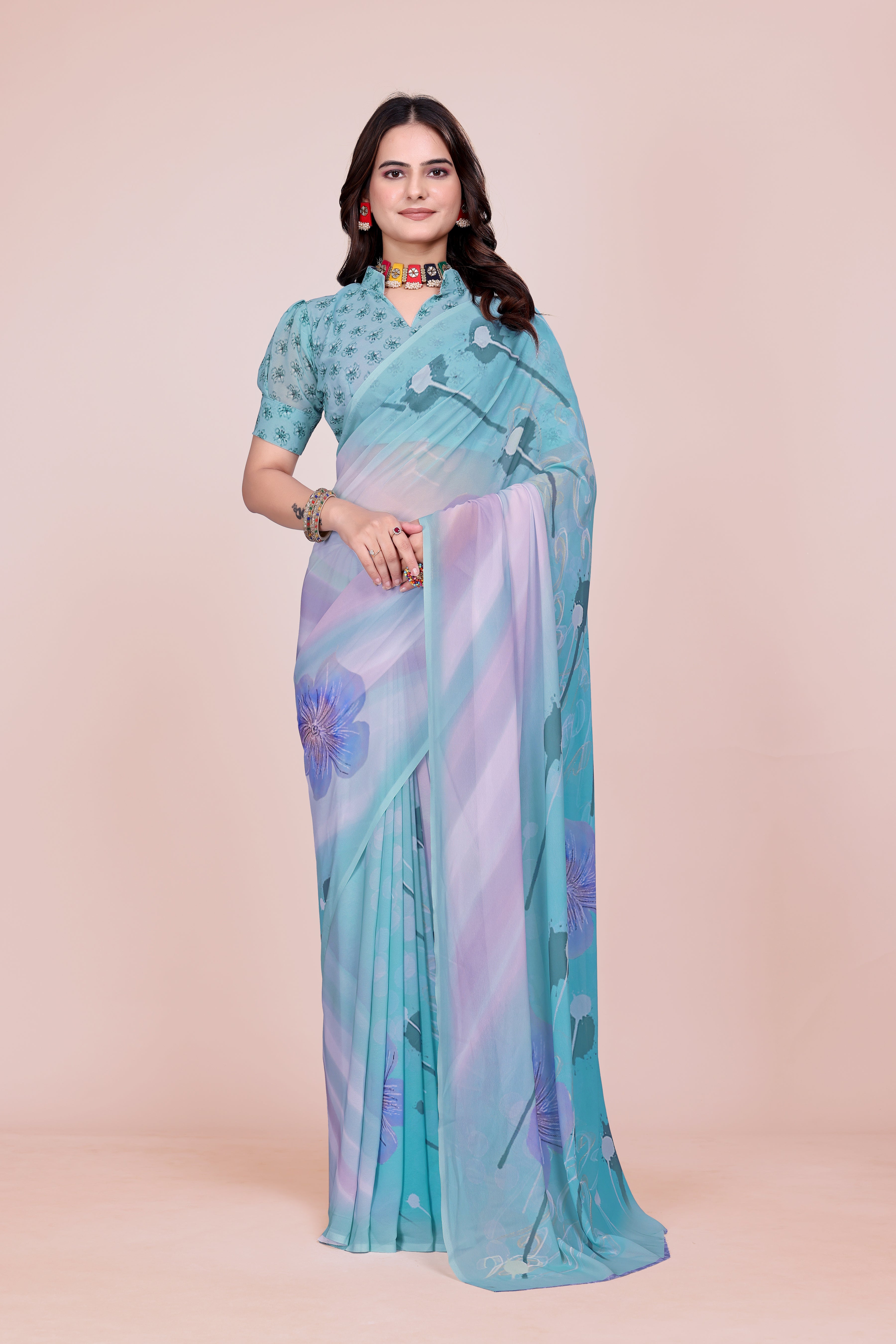 Shaded Blue Weightless Milli Saree