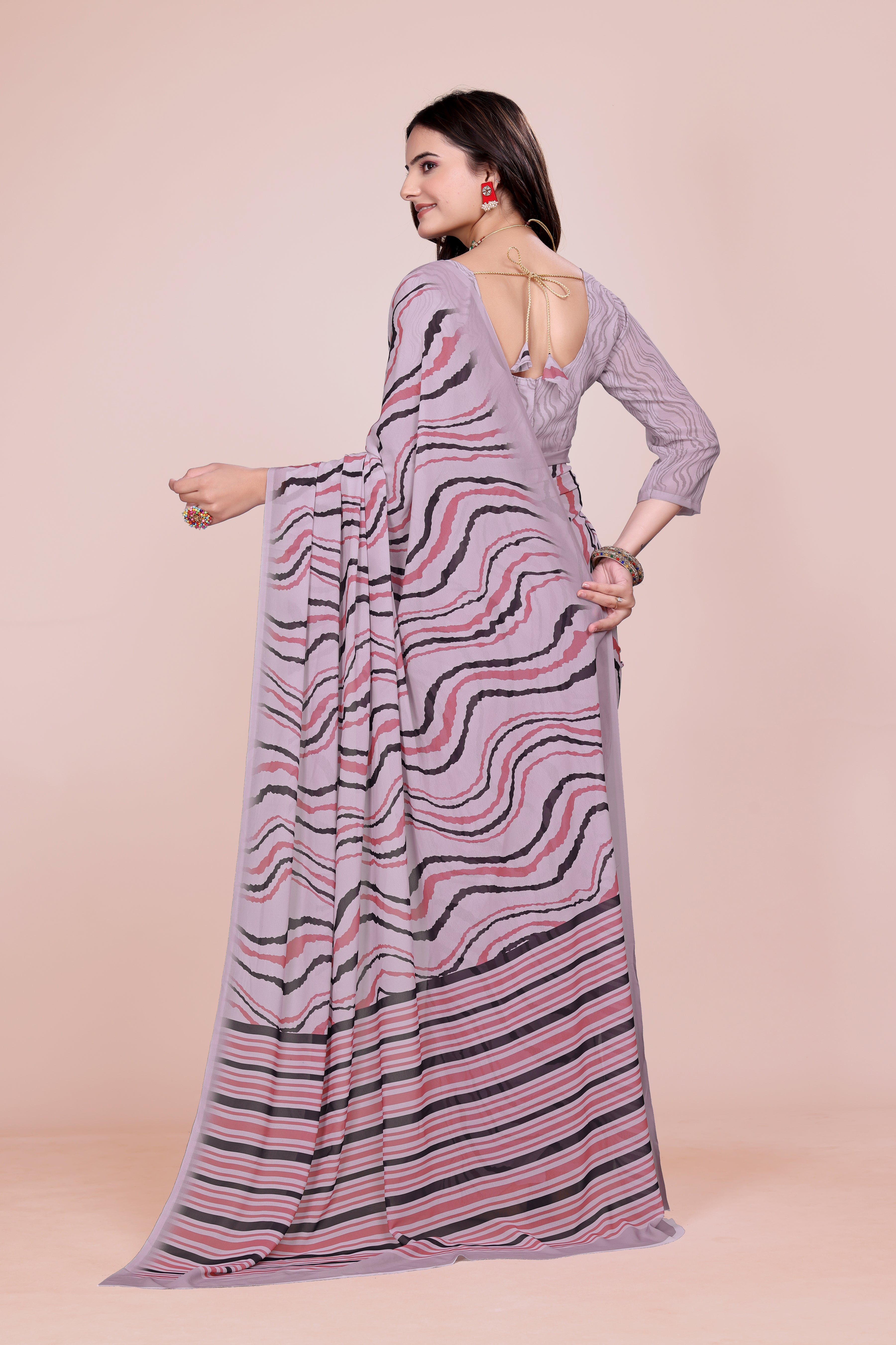 Pink Lehriya Weightless Milli Saree
