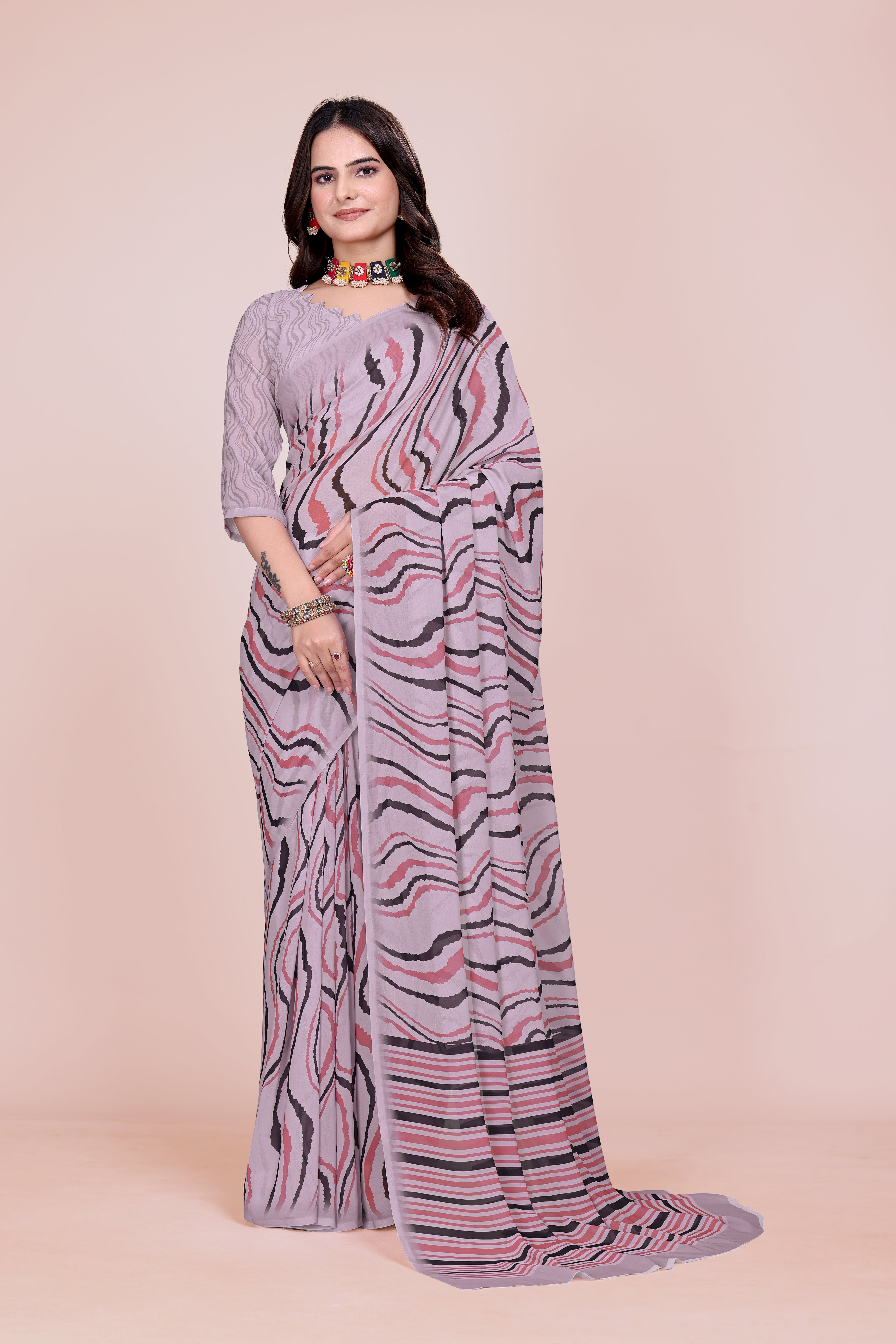 Pink Lehriya Weightless Milli Saree