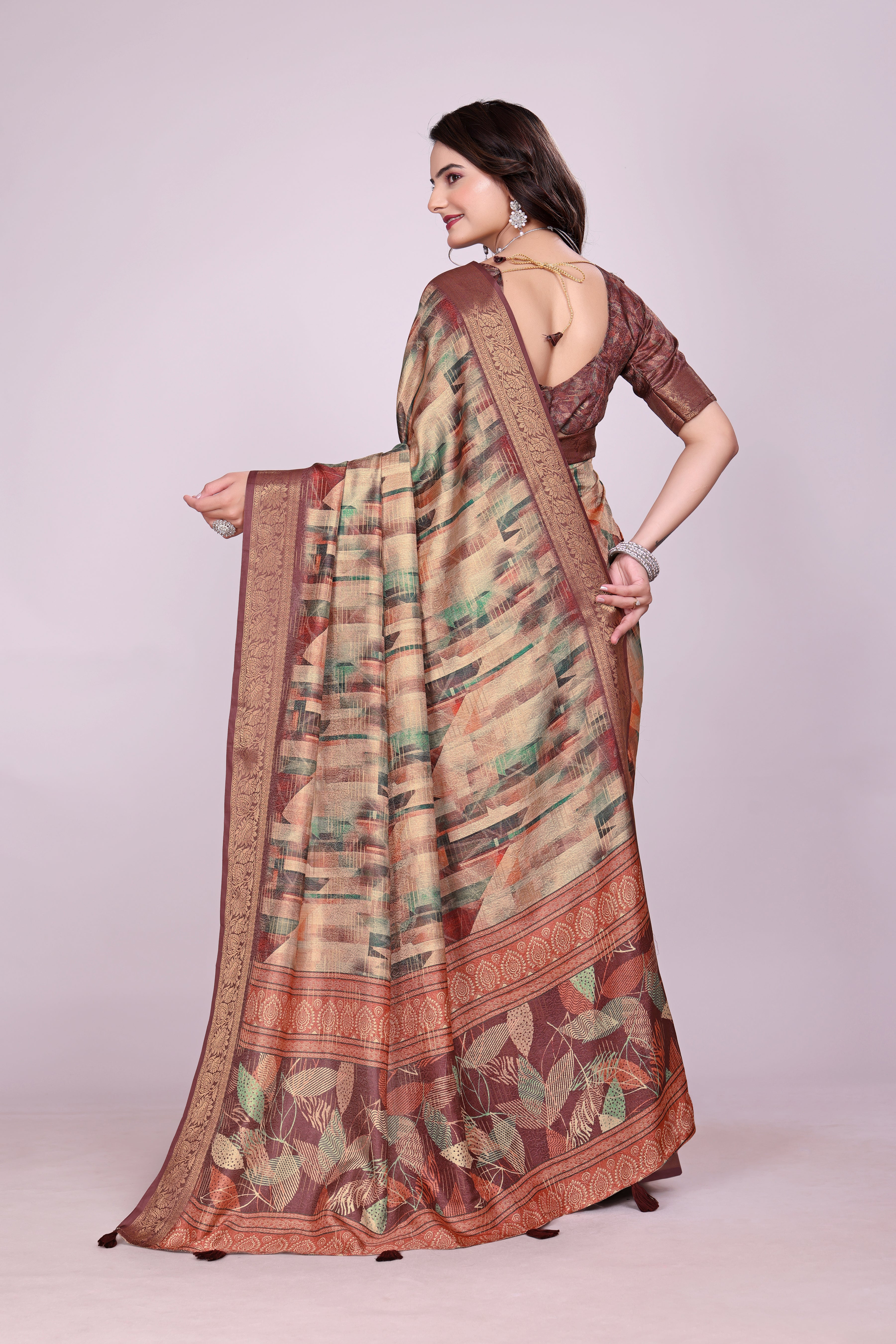 Karishma Brown Self Jacquard Silk Saree