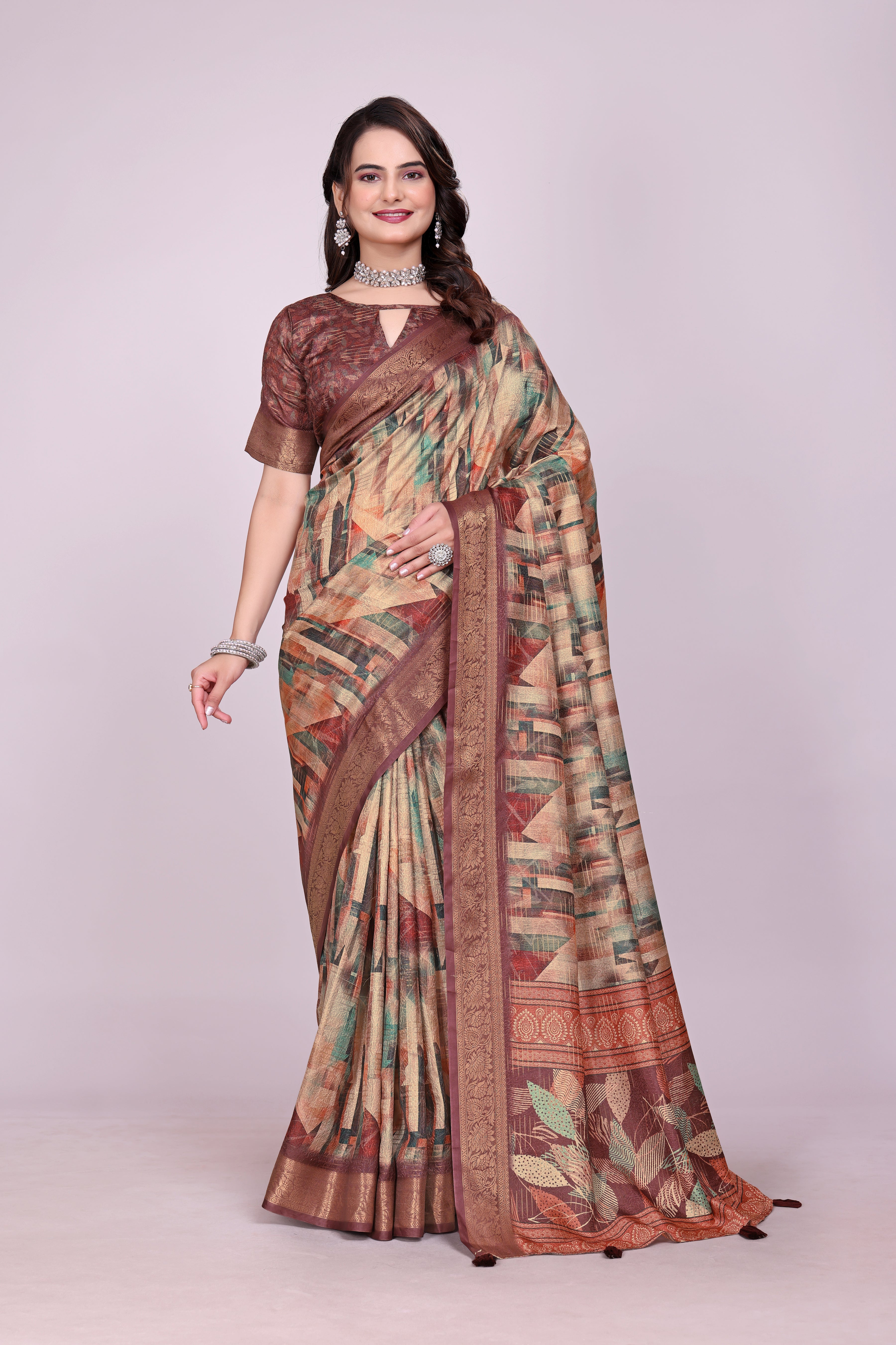 Karishma Brown Self Jacquard Silk Saree
