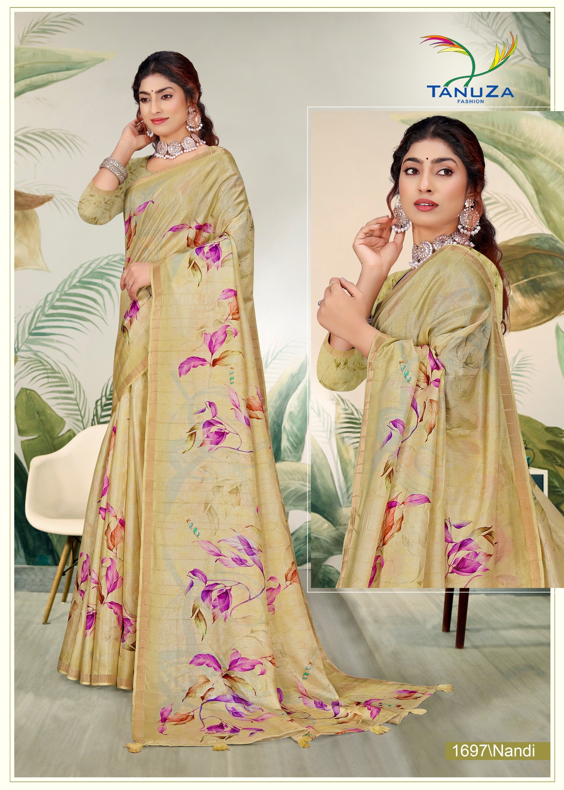 Florissant Yellow Handloom Silk Saree