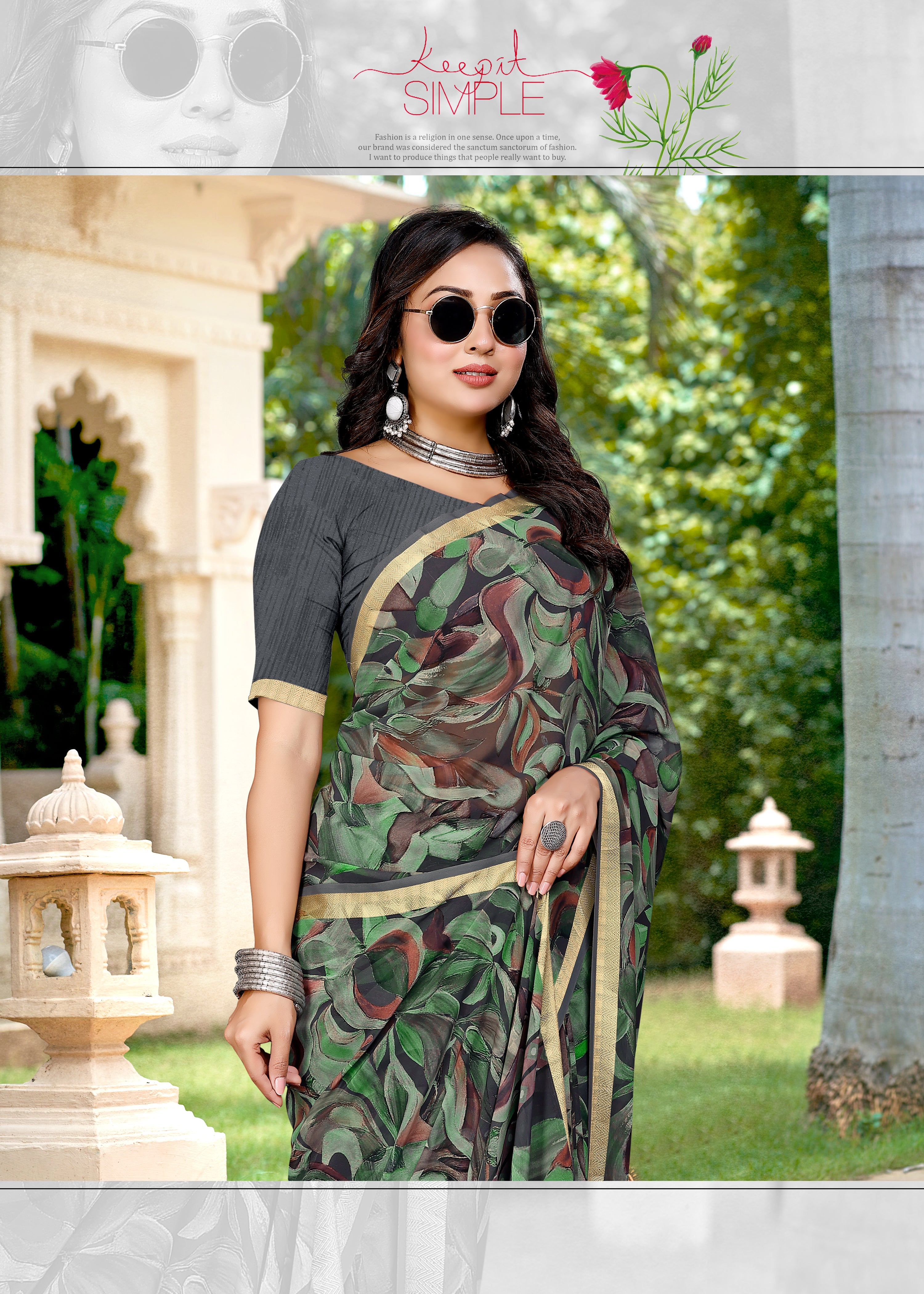 Mehendi Green Weightless Saree With Viscose Boarder