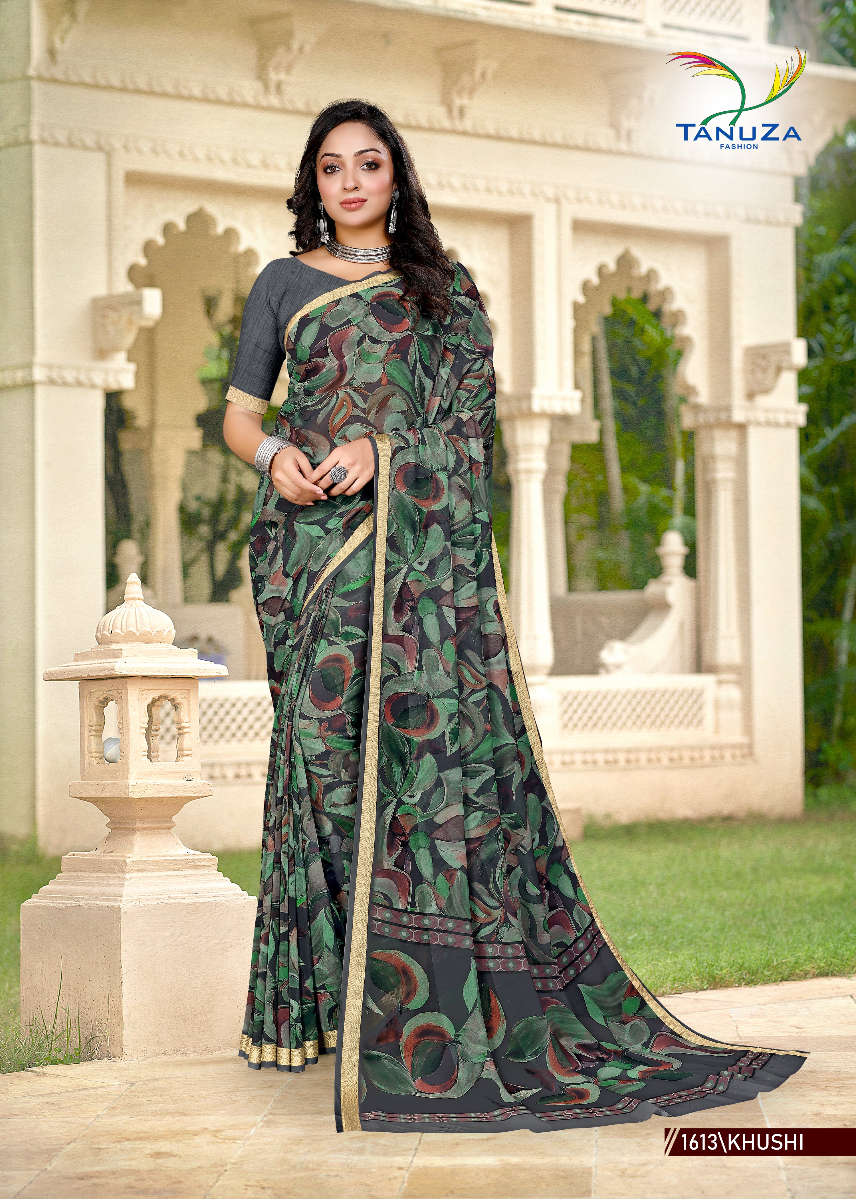 Mehendi Green Weightless Saree With Viscose Boarder