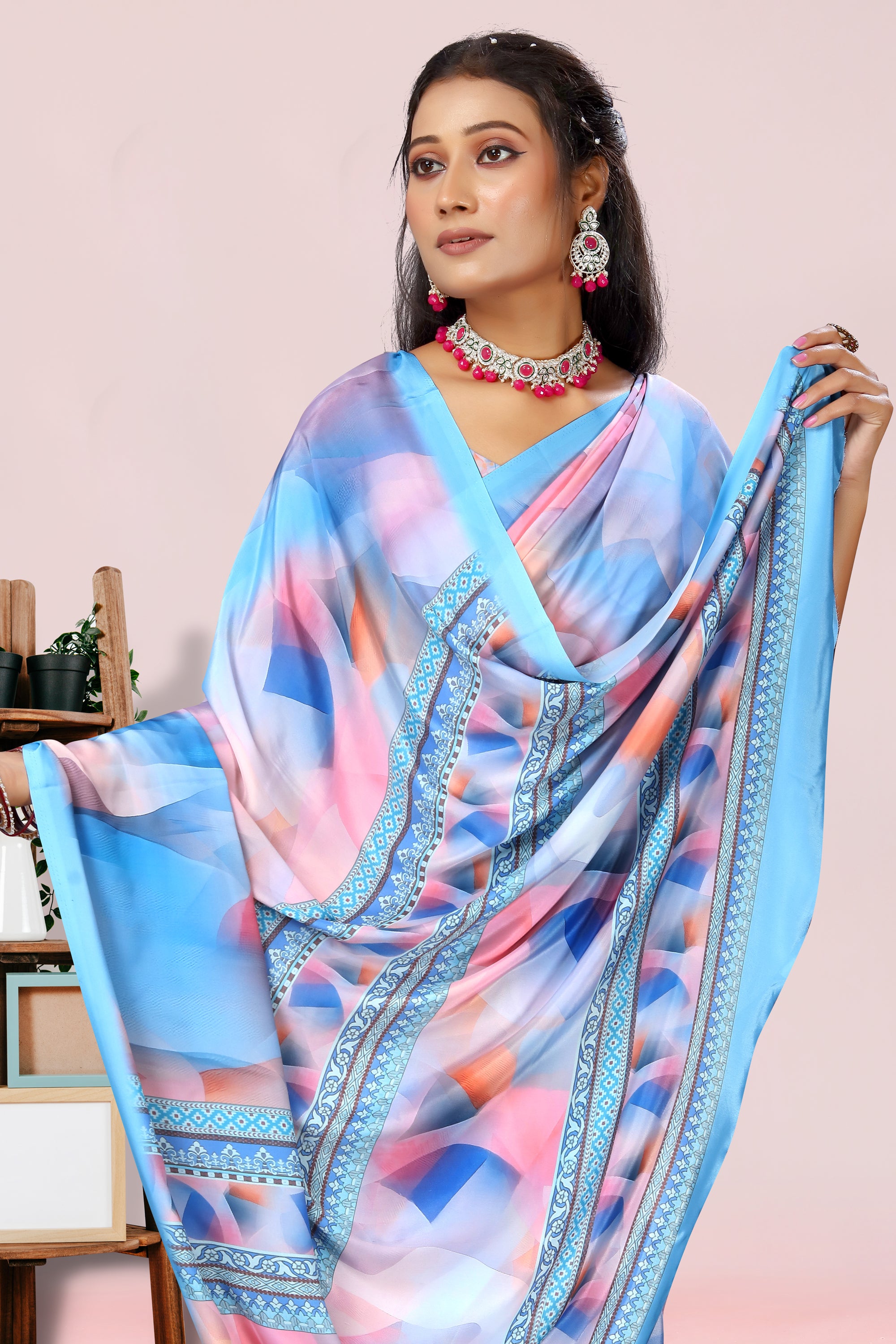 Dolly Shady Blue Crepe Saree