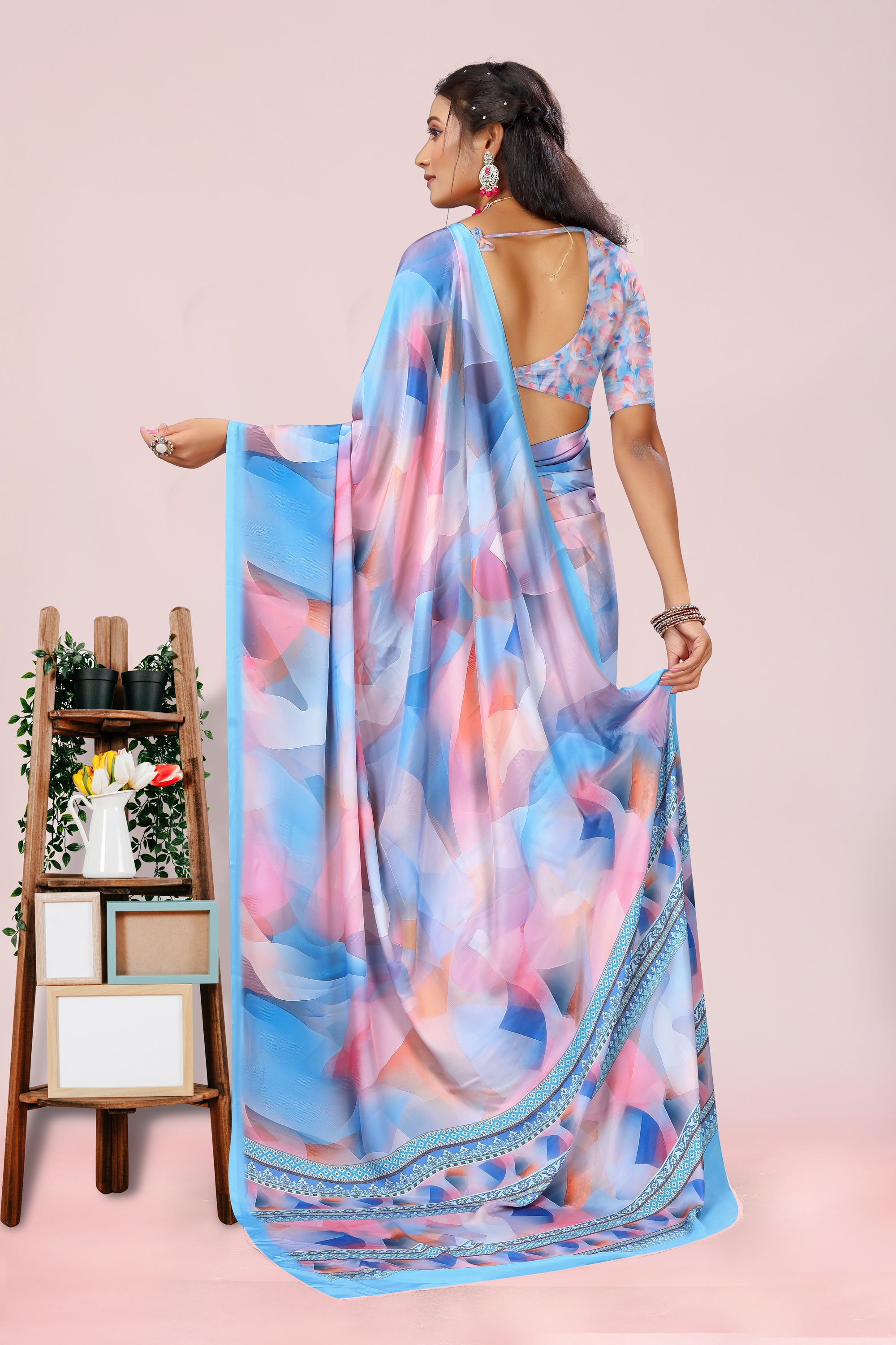 Dolly Shady Blue Crepe Saree