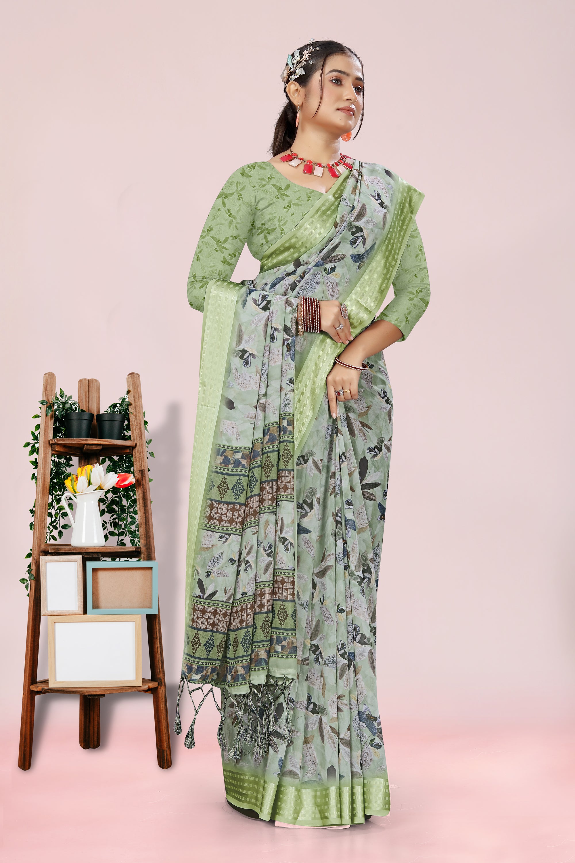 Nithi Mint Green Weightless Saree