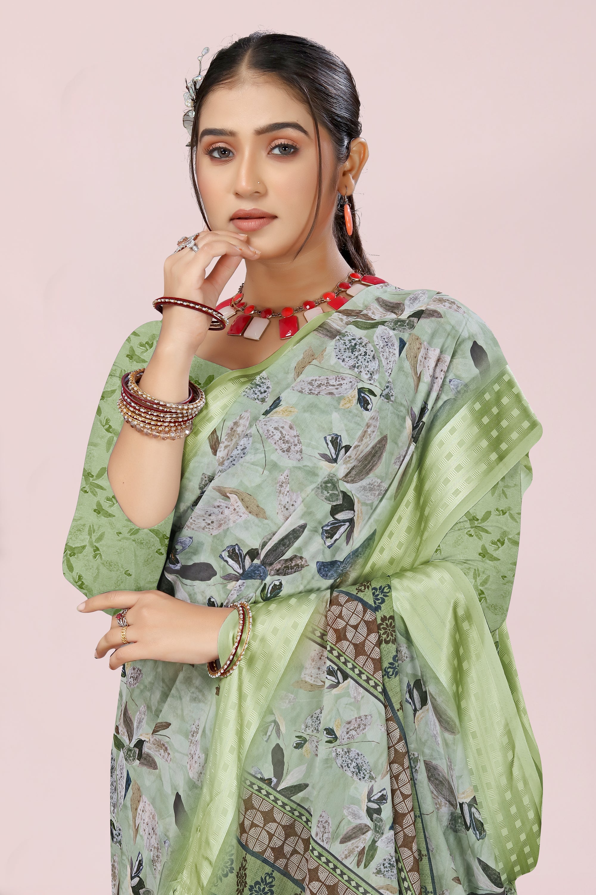 Nithi Mint Green Weightless Saree