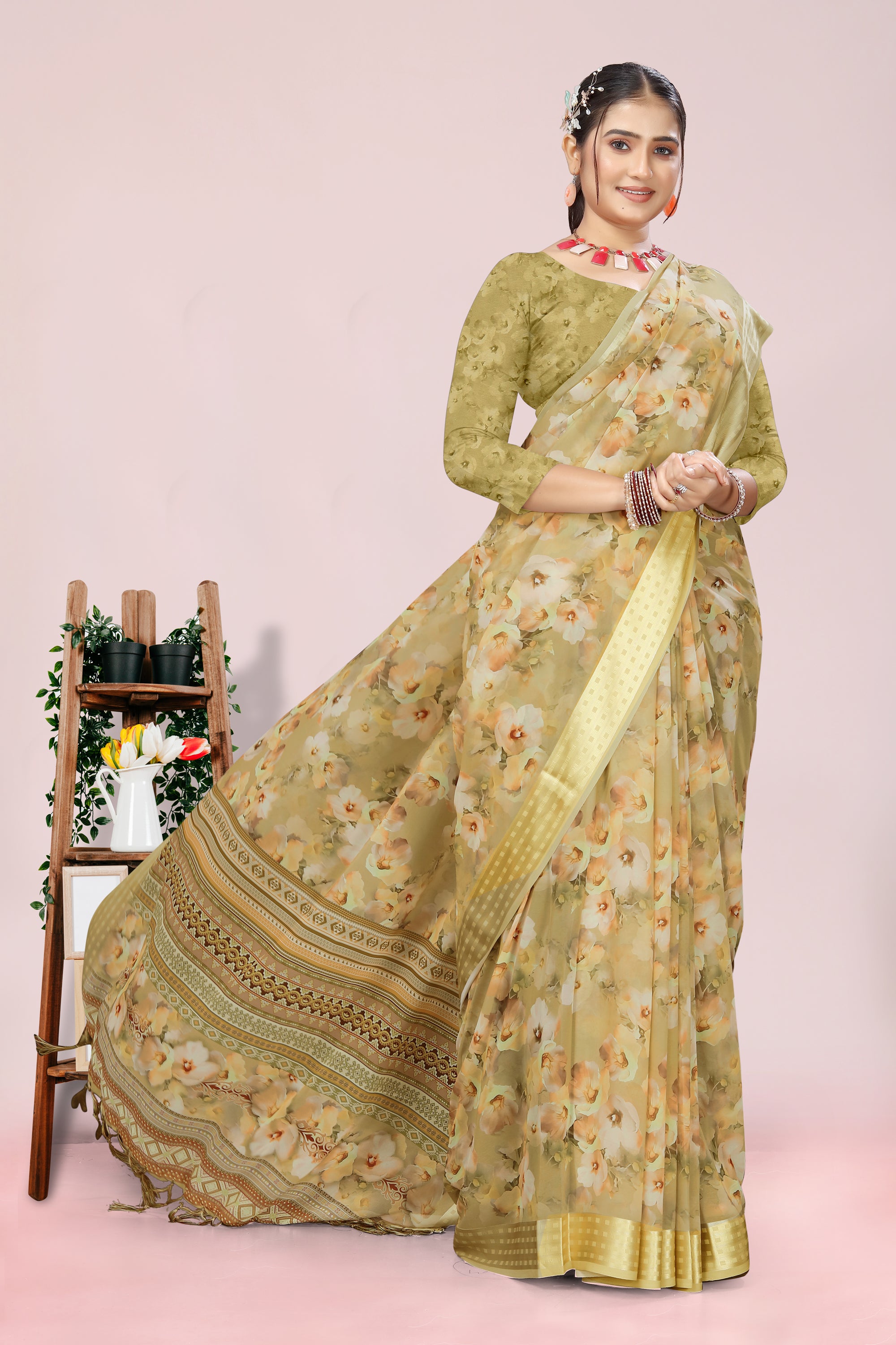 Nithi Mustard Weightless Saree