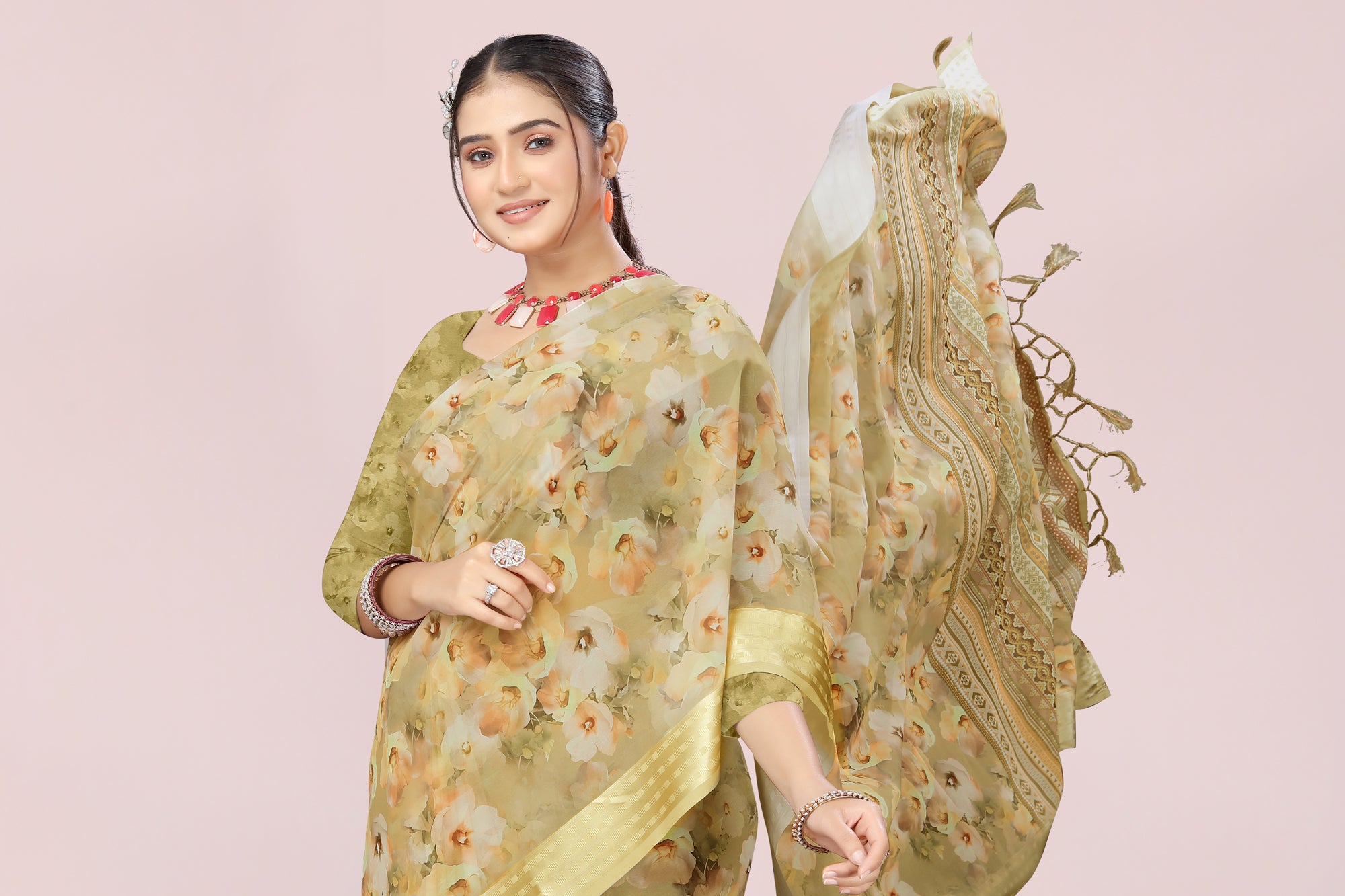 Nithi Mustard Weightless Saree