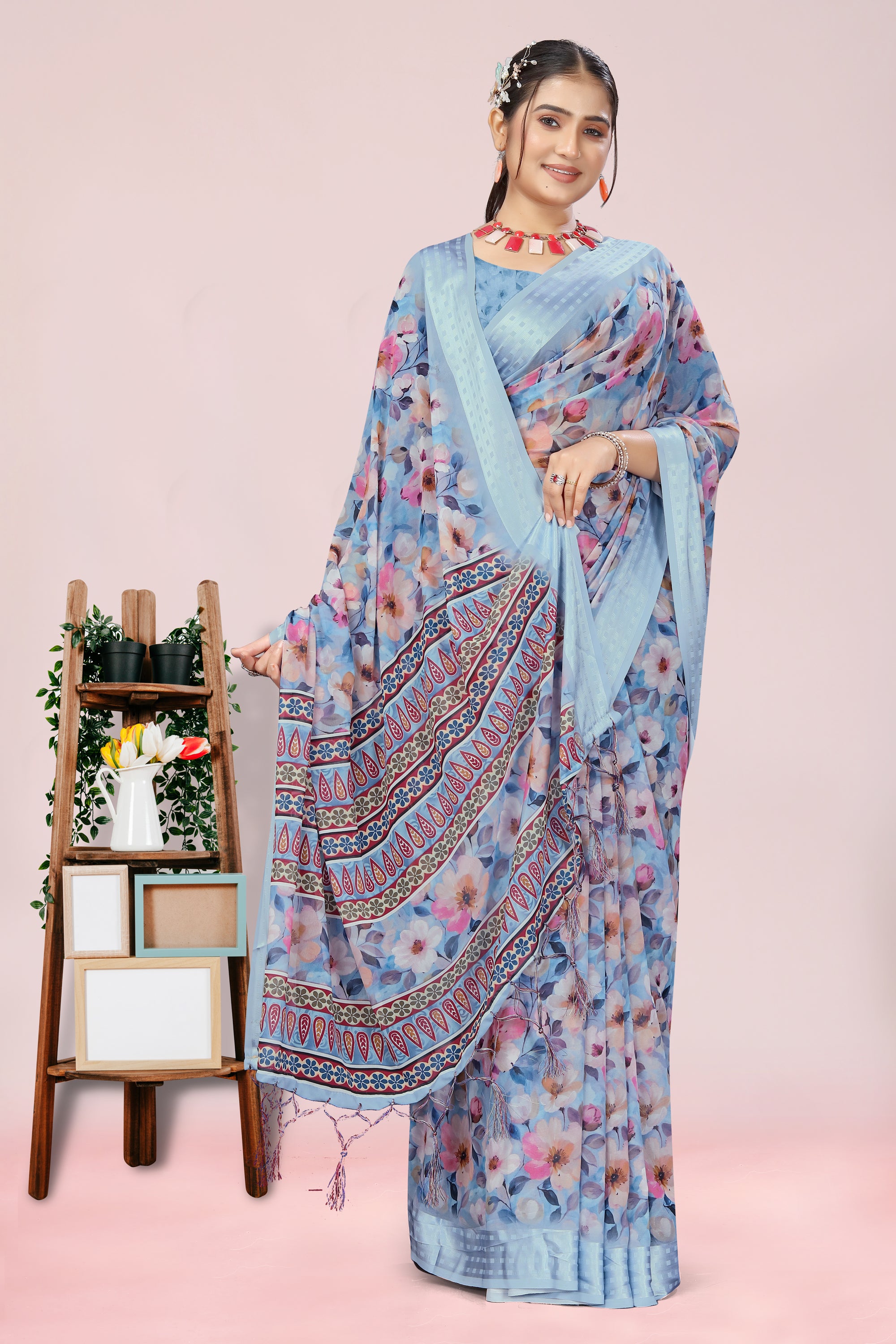 Nithi Pleasant Blue Weightless Saree