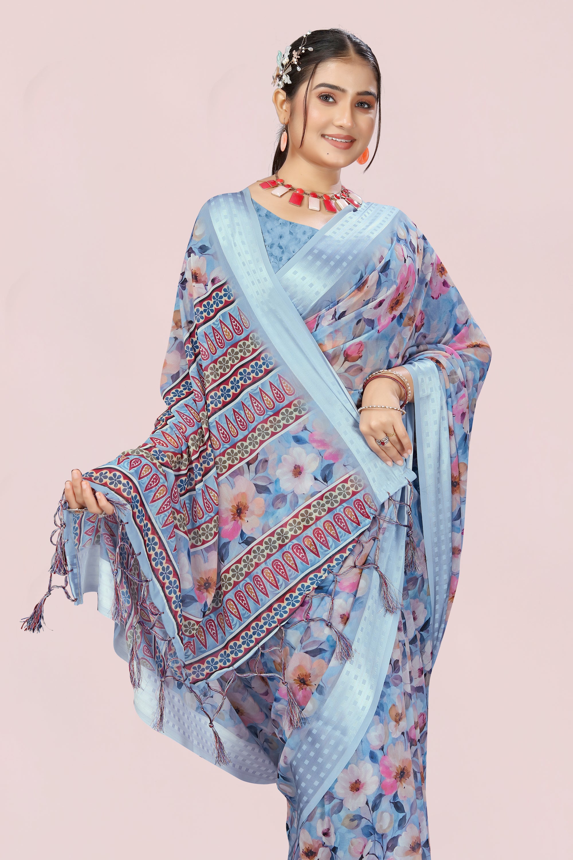 Nithi Pleasant Blue Weightless Saree