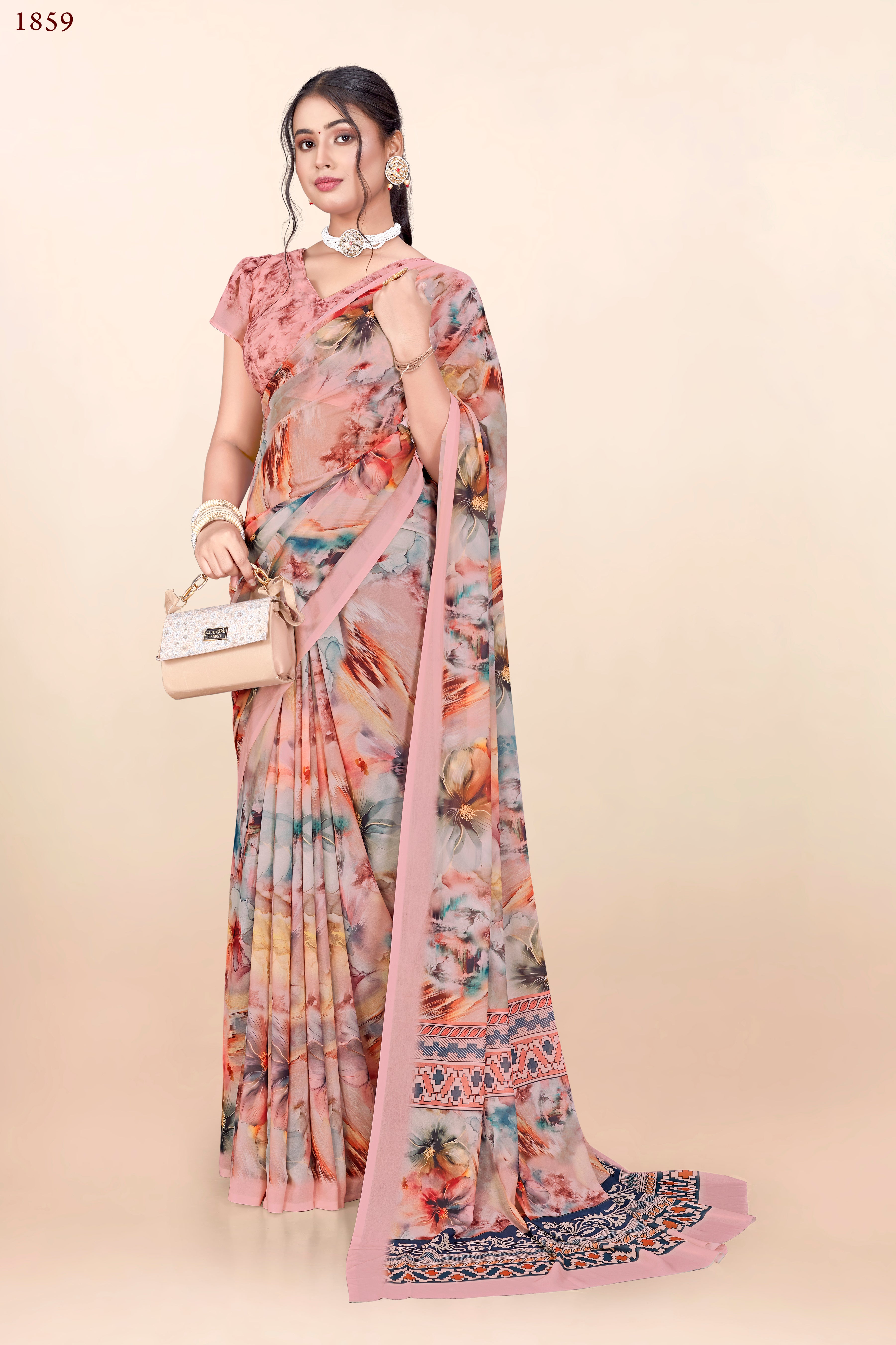 Pink Floral  Weightless Milli Saree