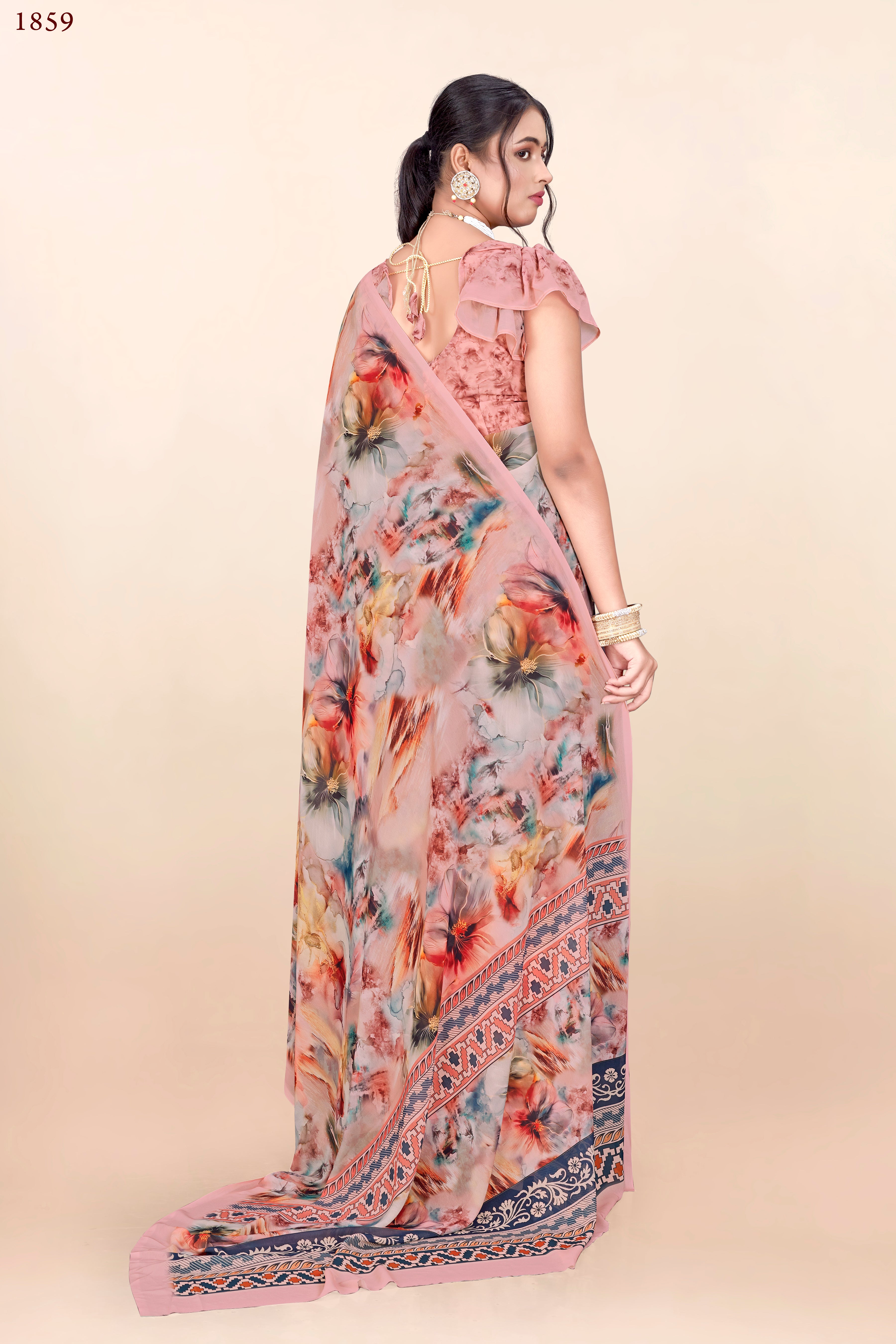 Pink Floral  Weightless Milli Saree