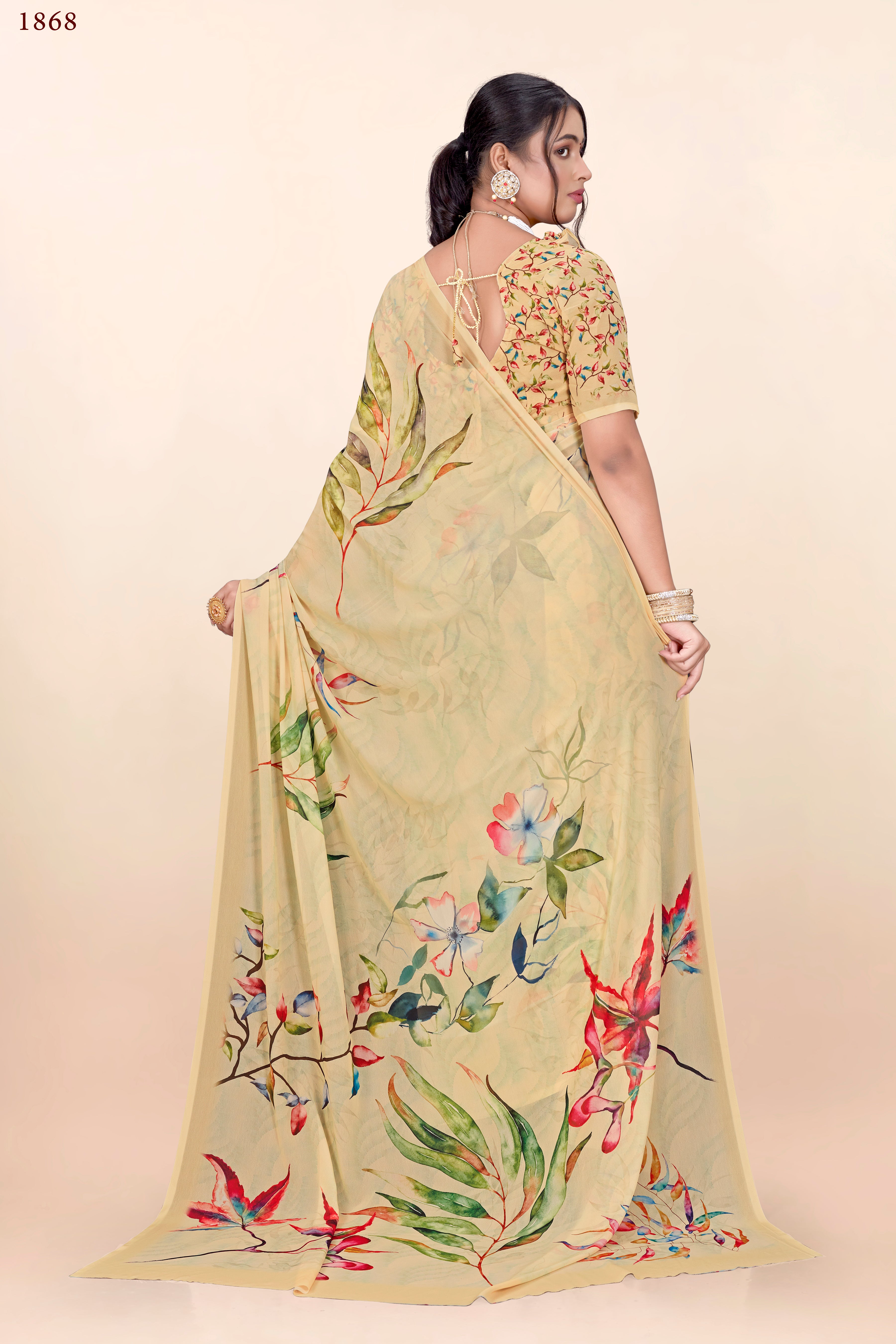 Light Yellow Floral Weightless Milli Saree