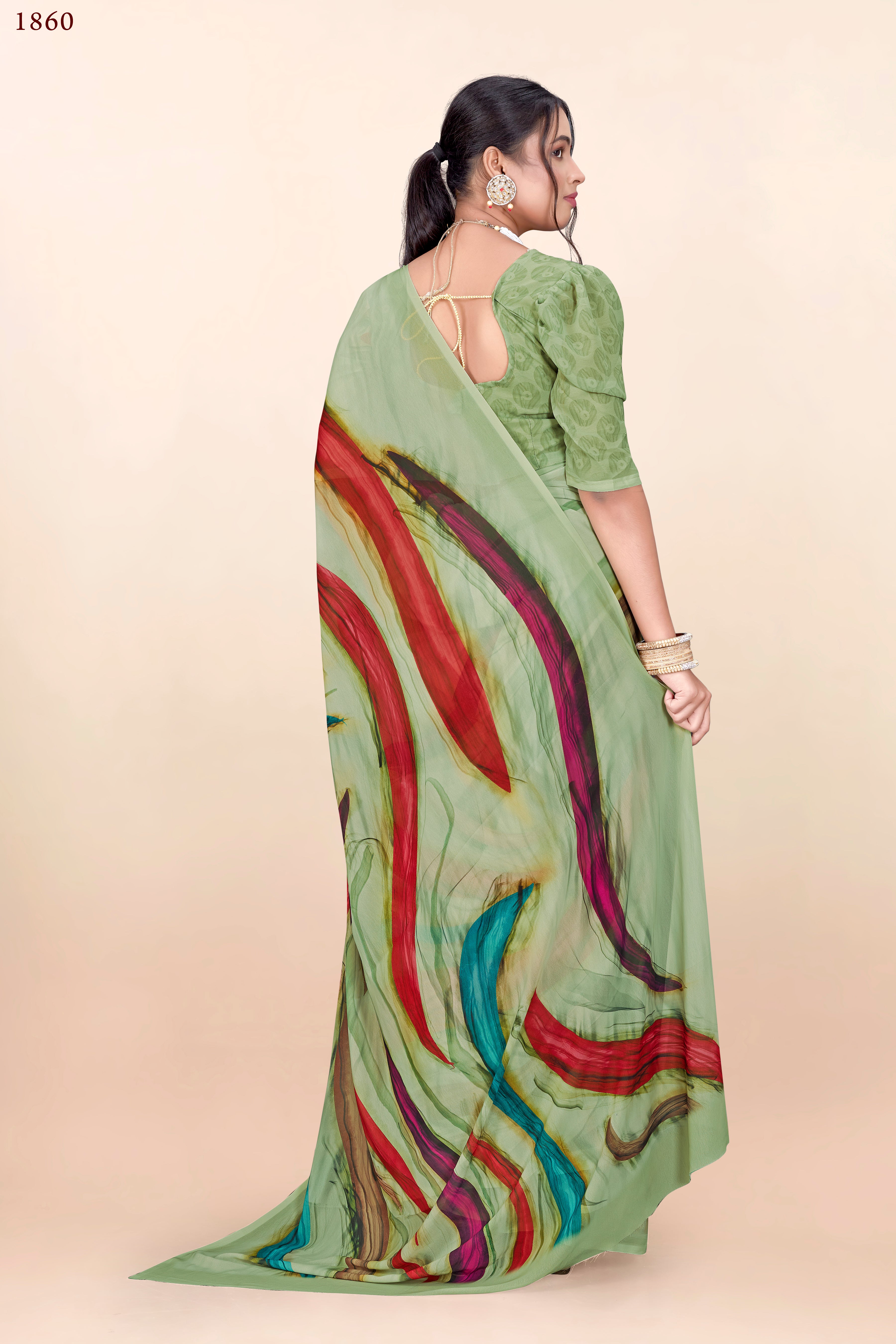 Mint Green Lehriya Weightless Milli Saree