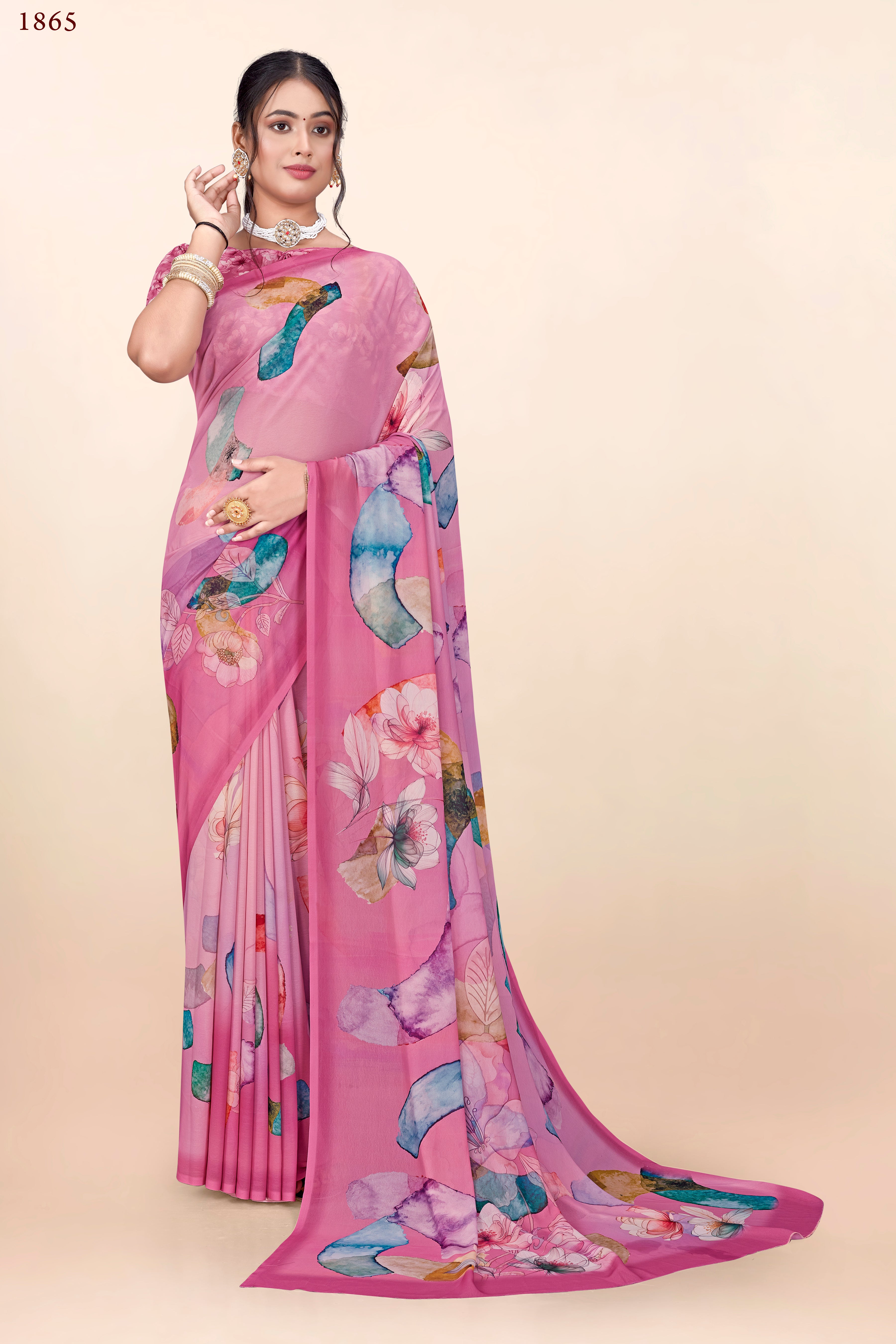 Shaded Pink Weightless Milli Saree