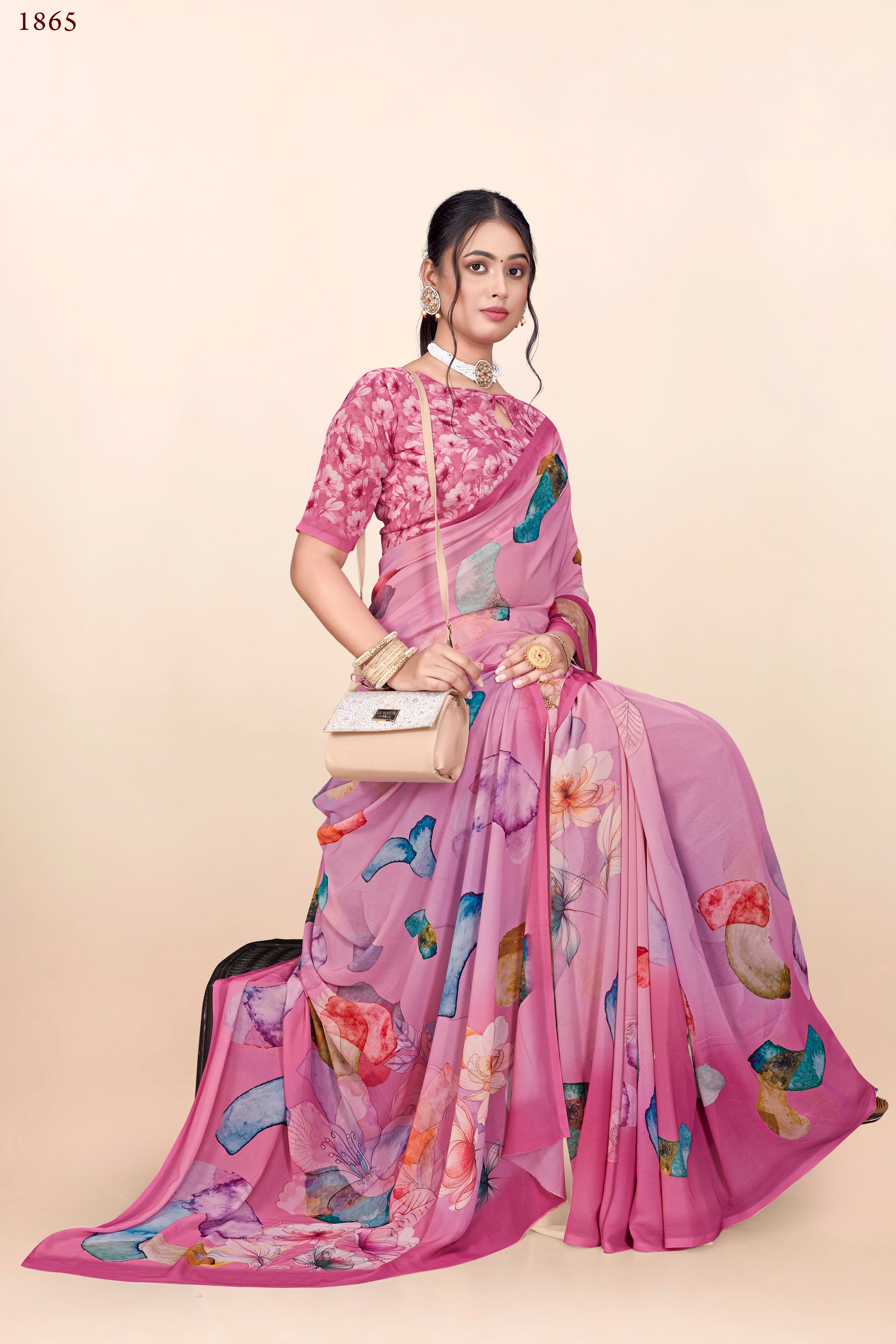 Shaded Pink Weightless Milli Saree
