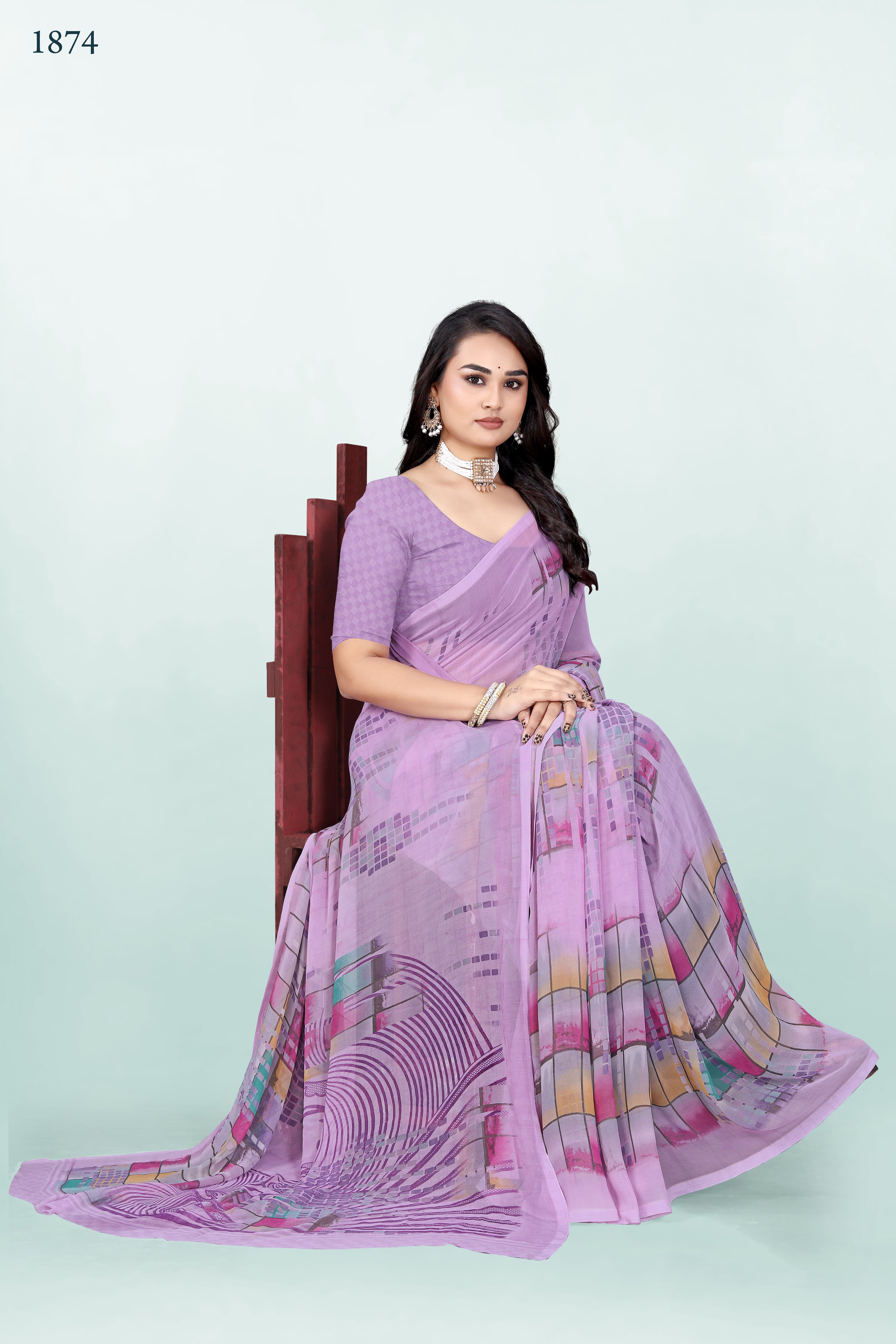 Lavender Srishti Georgette Saree