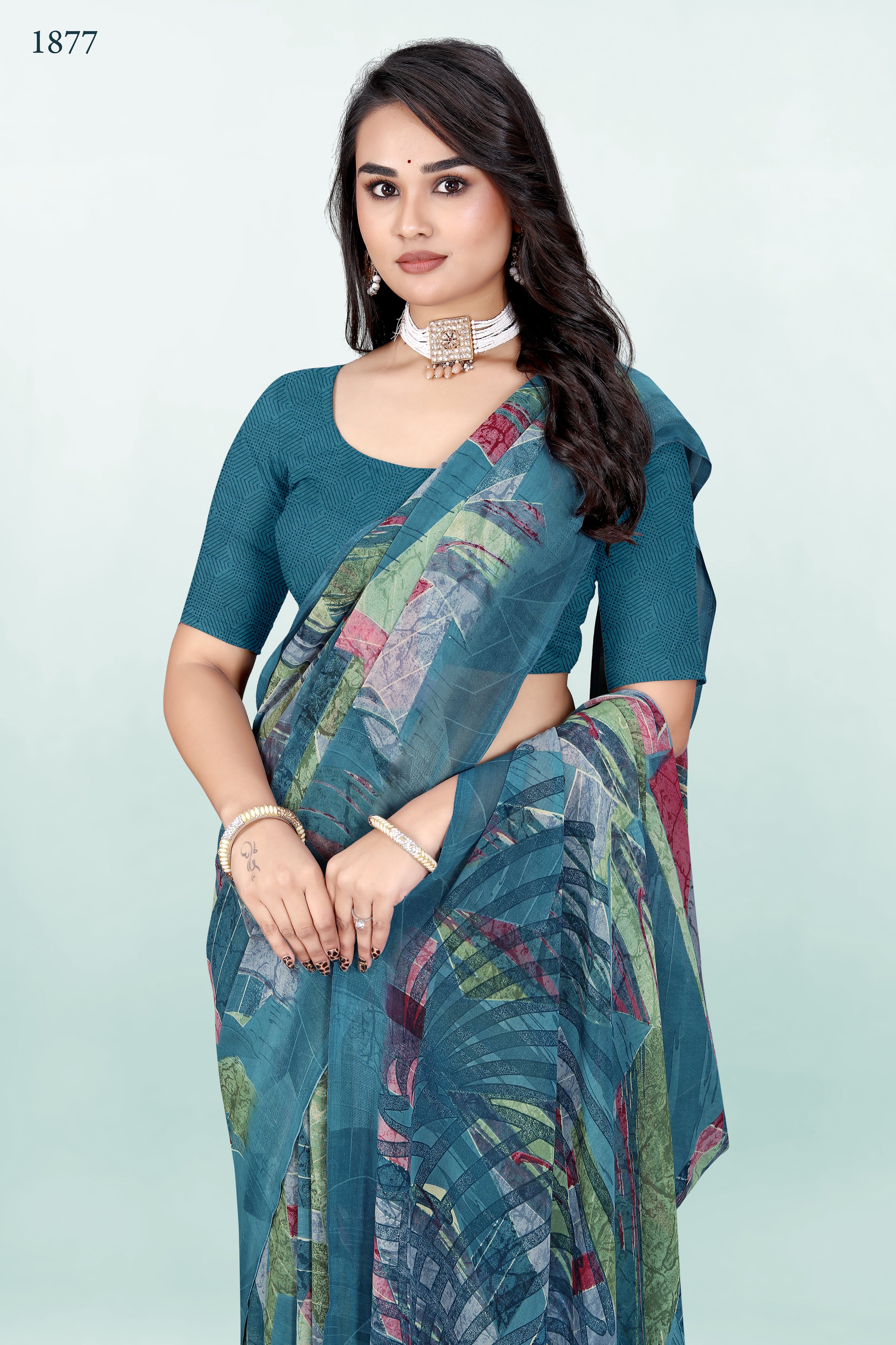 Blue Floral Srishti Georgette Saree