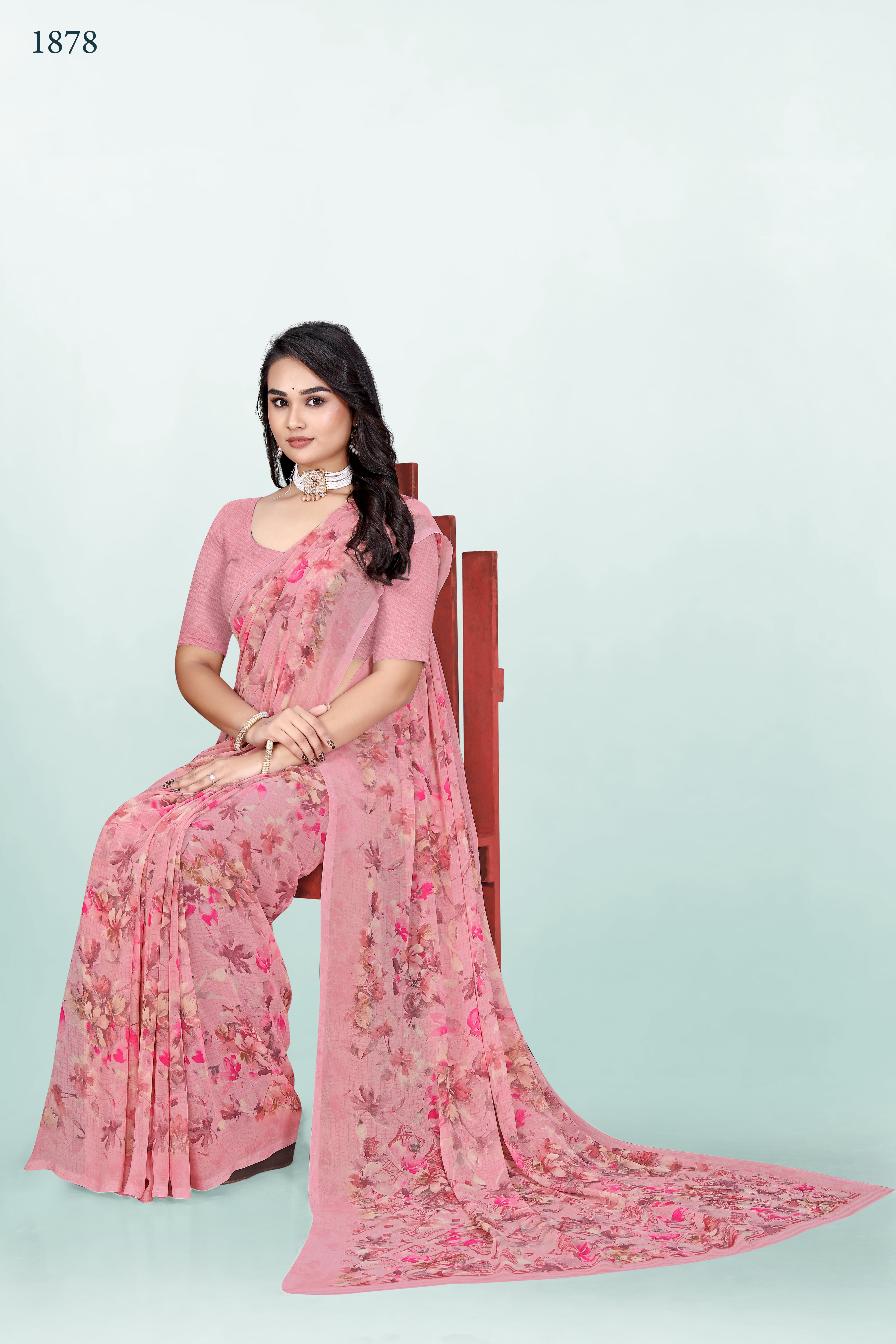 Light baby Floral Srishti Georgette Saree