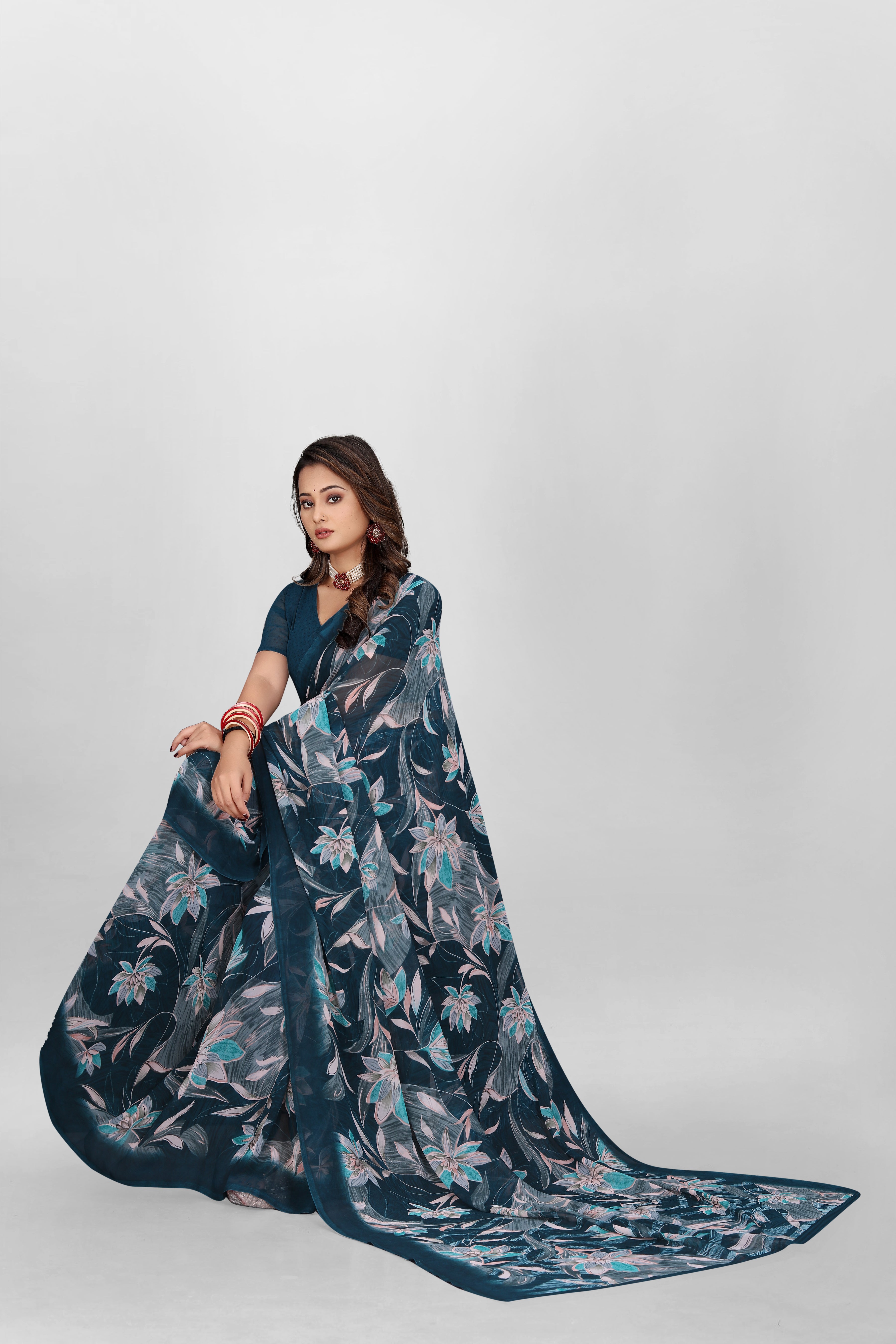 Classic Blue Srishti Georgette Saree