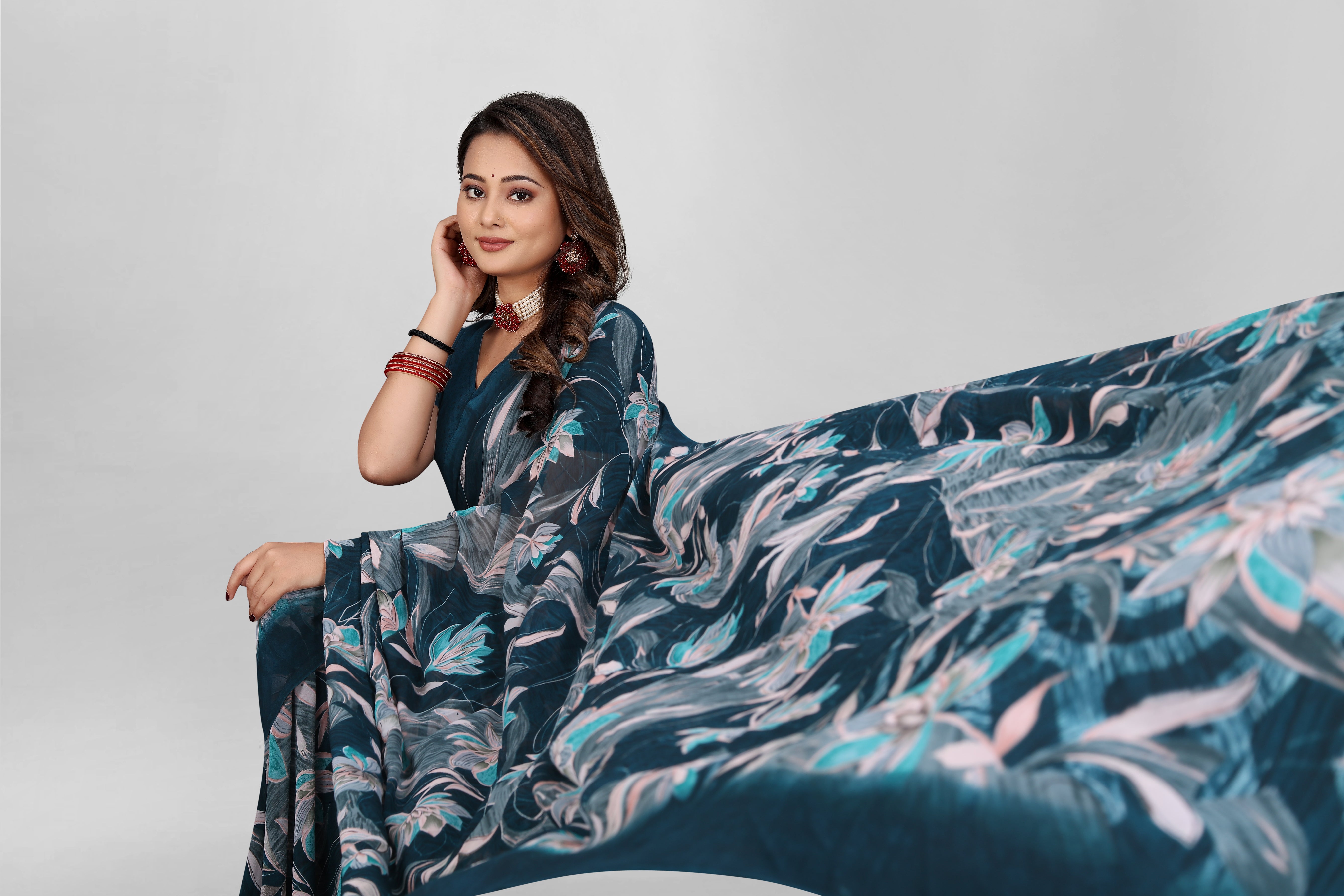 Classic Blue Srishti Georgette Saree