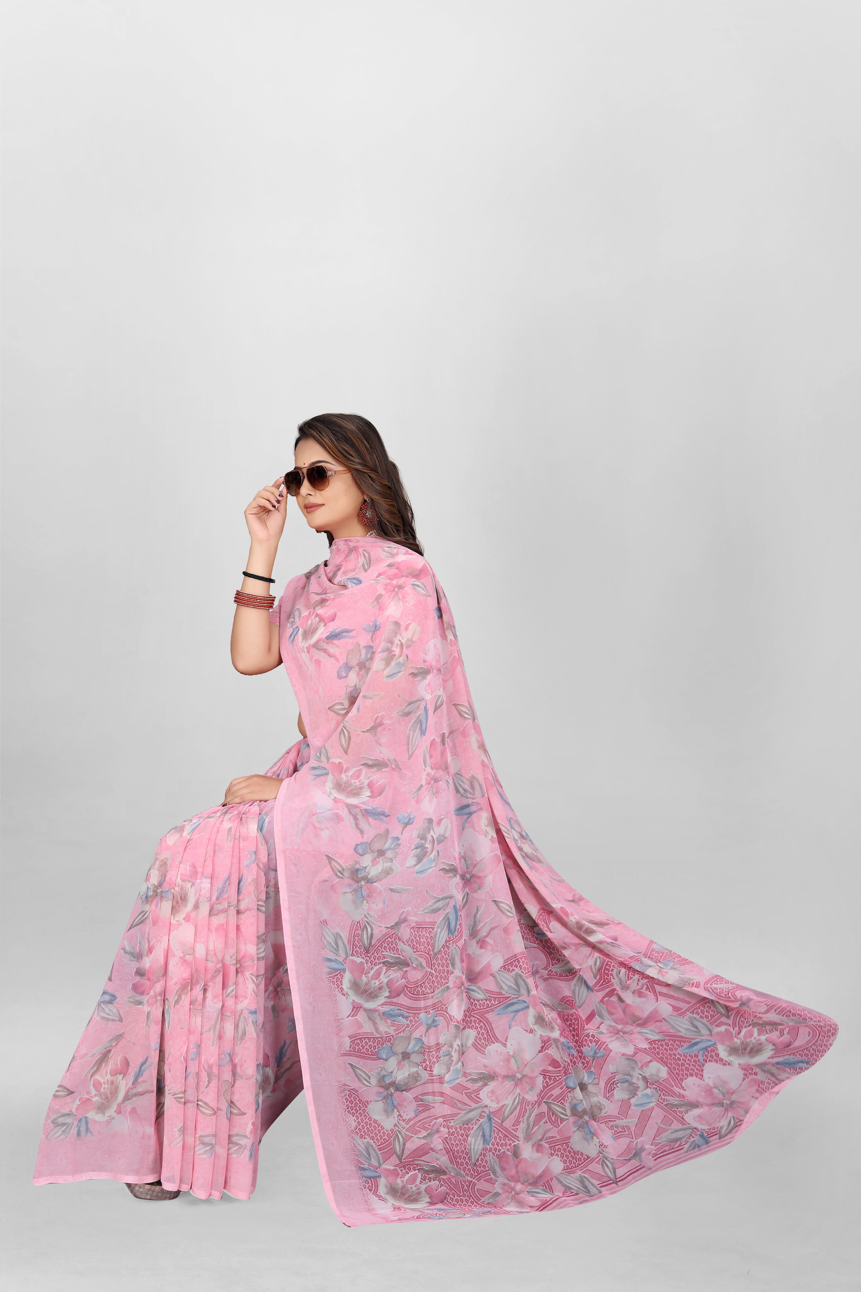 Baby Pink Srishti Georgette Saree