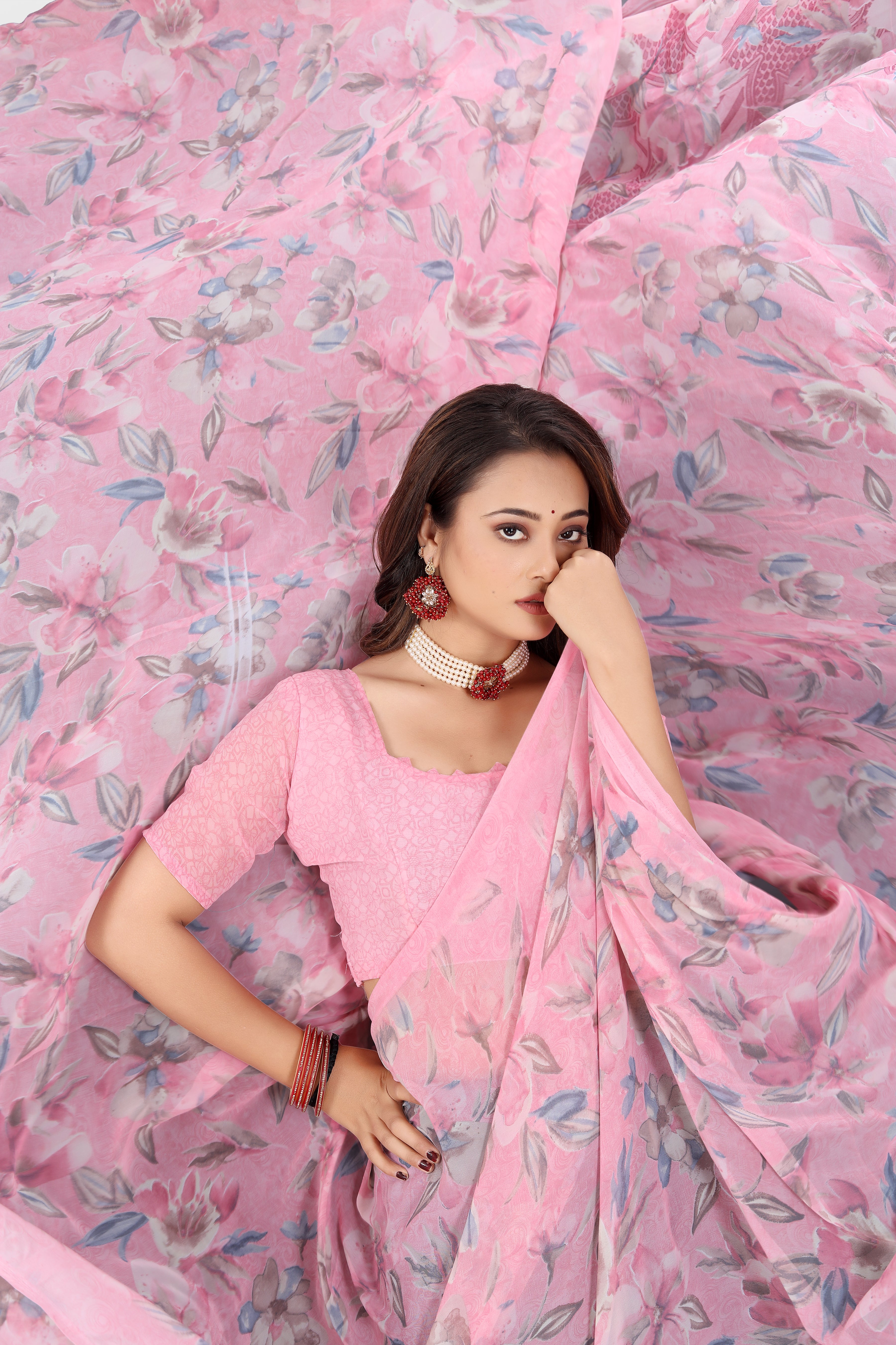 Baby Pink Srishti Georgette Saree