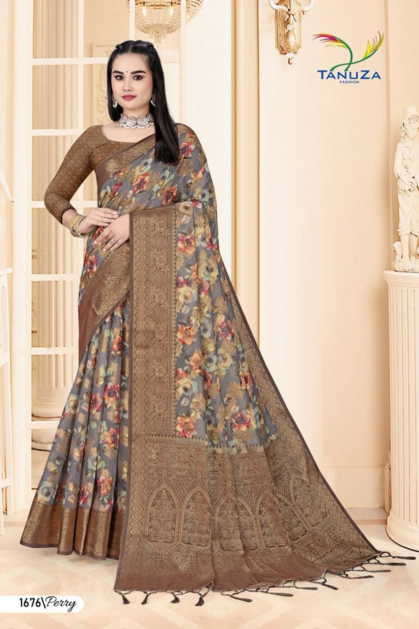 Brown Perry Saree