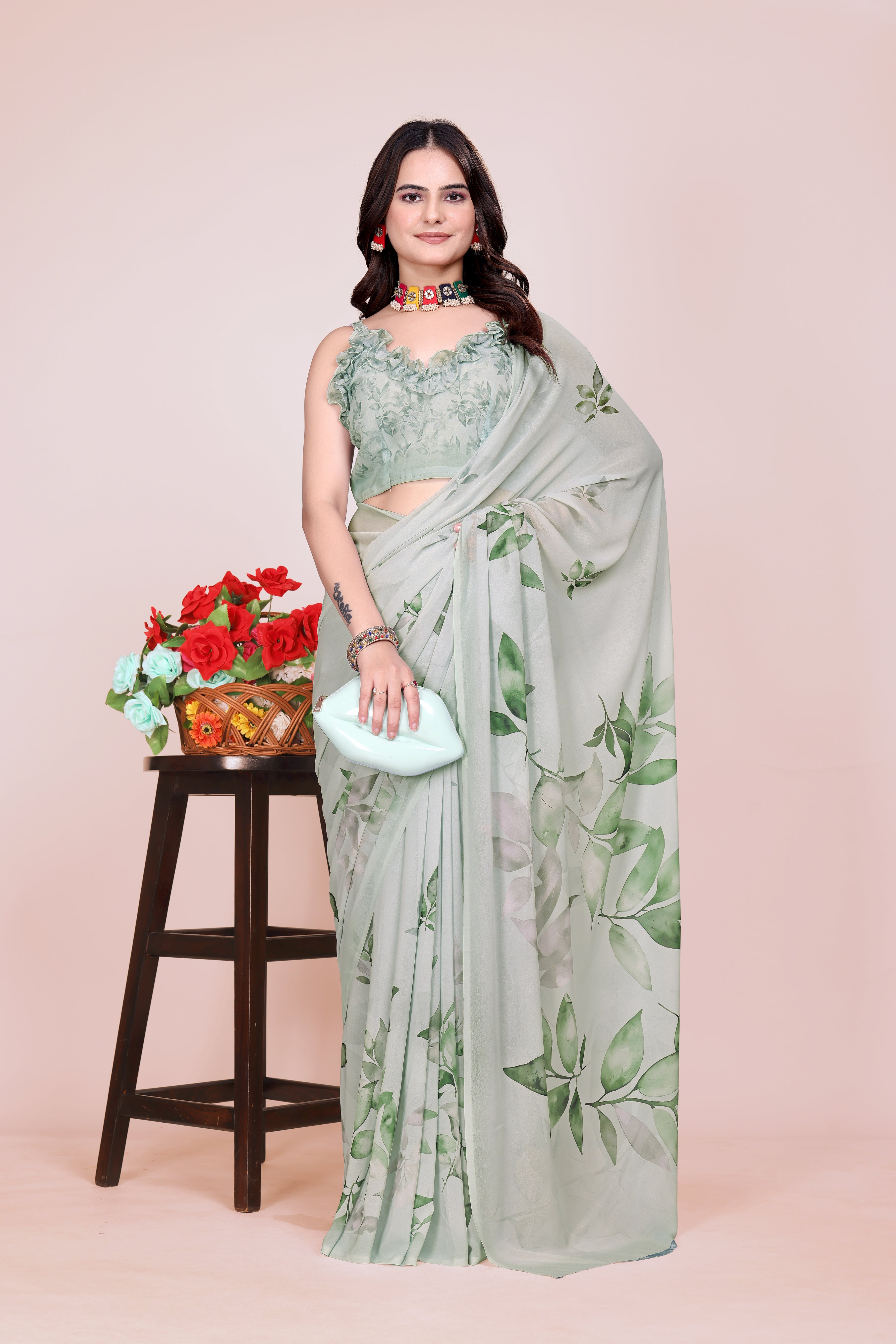Glacial Green Weightless Milli Saree