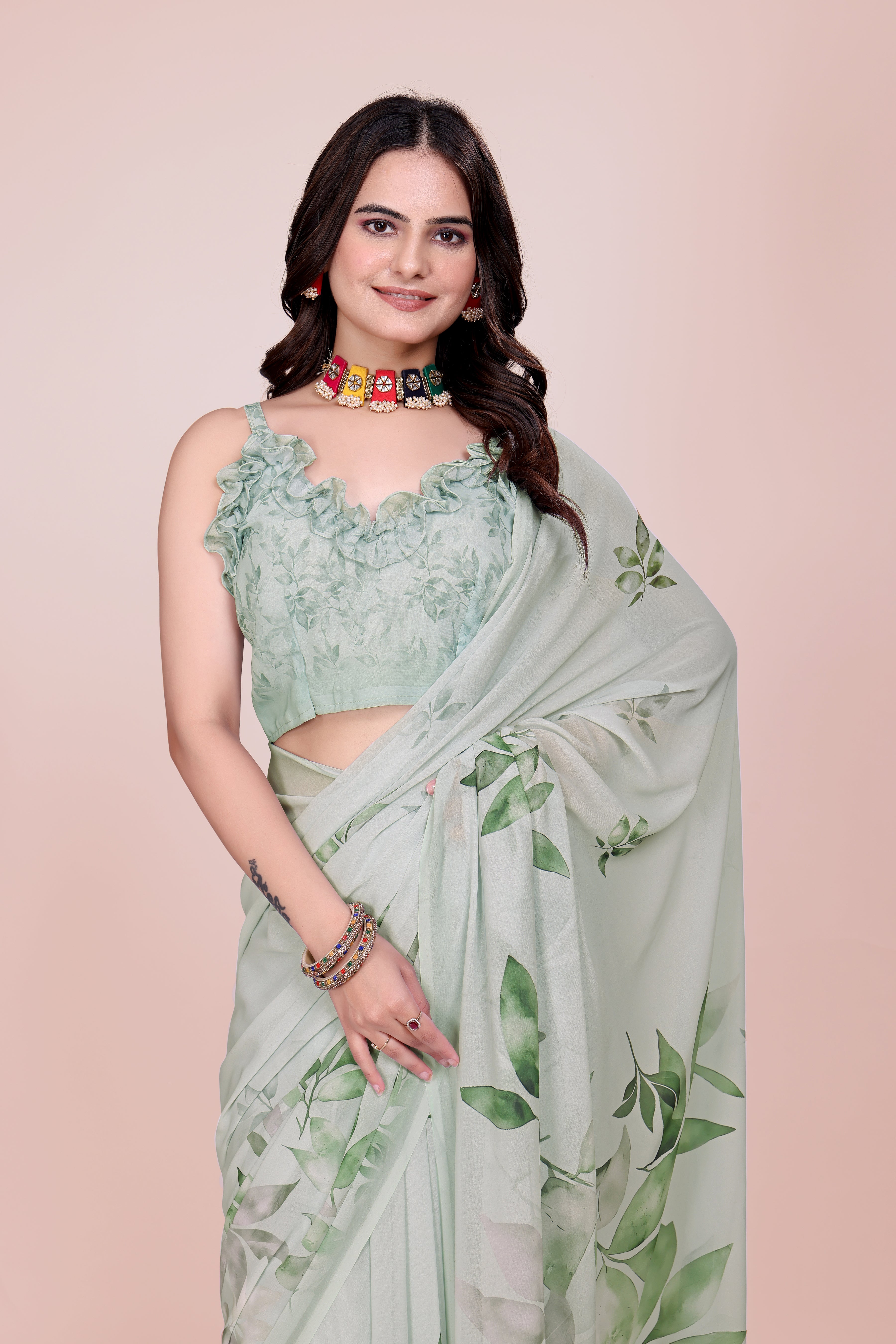 Glacial Green Weightless Milli Saree