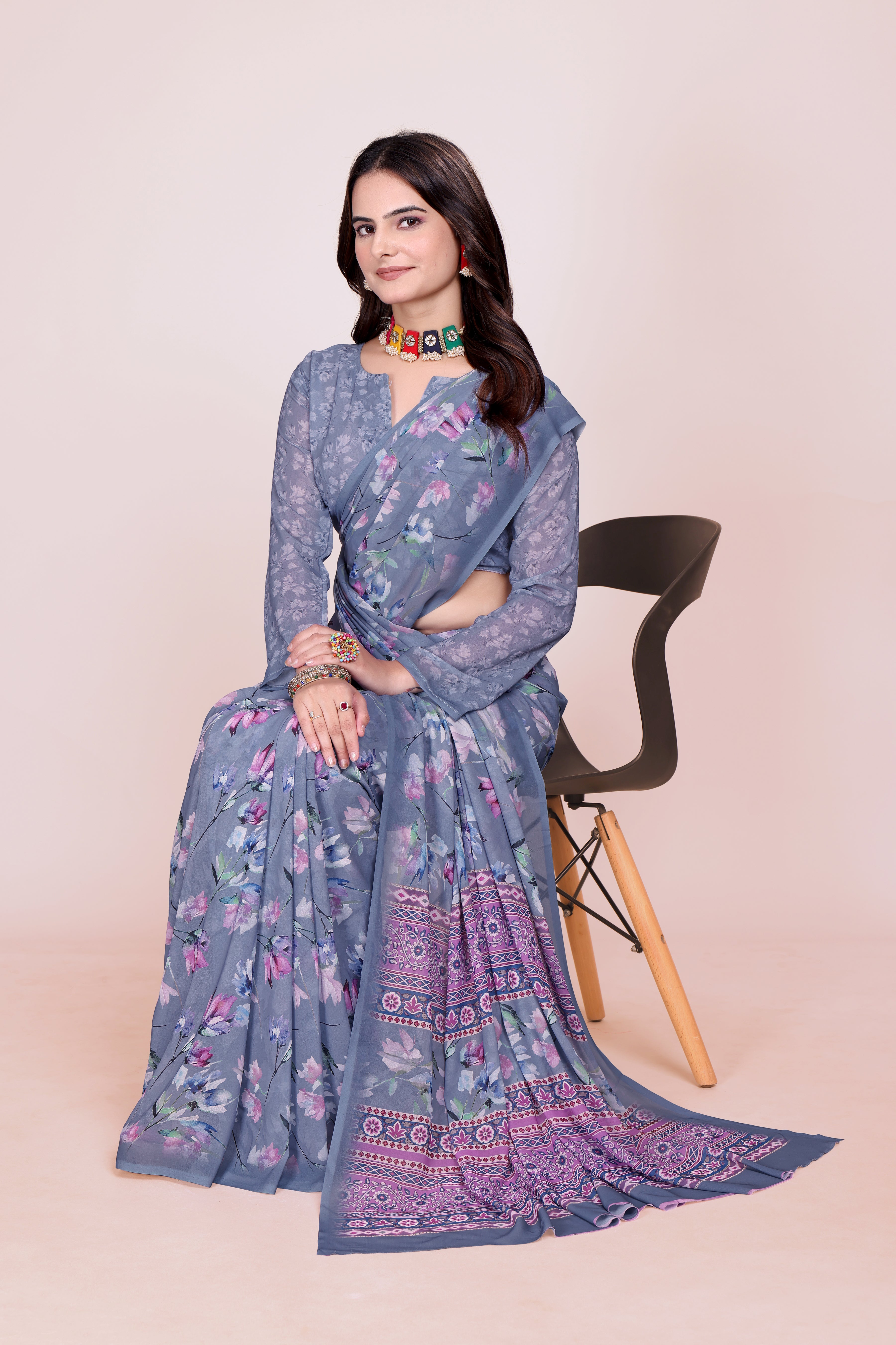 Aaure Blue Weightless Milli Saree