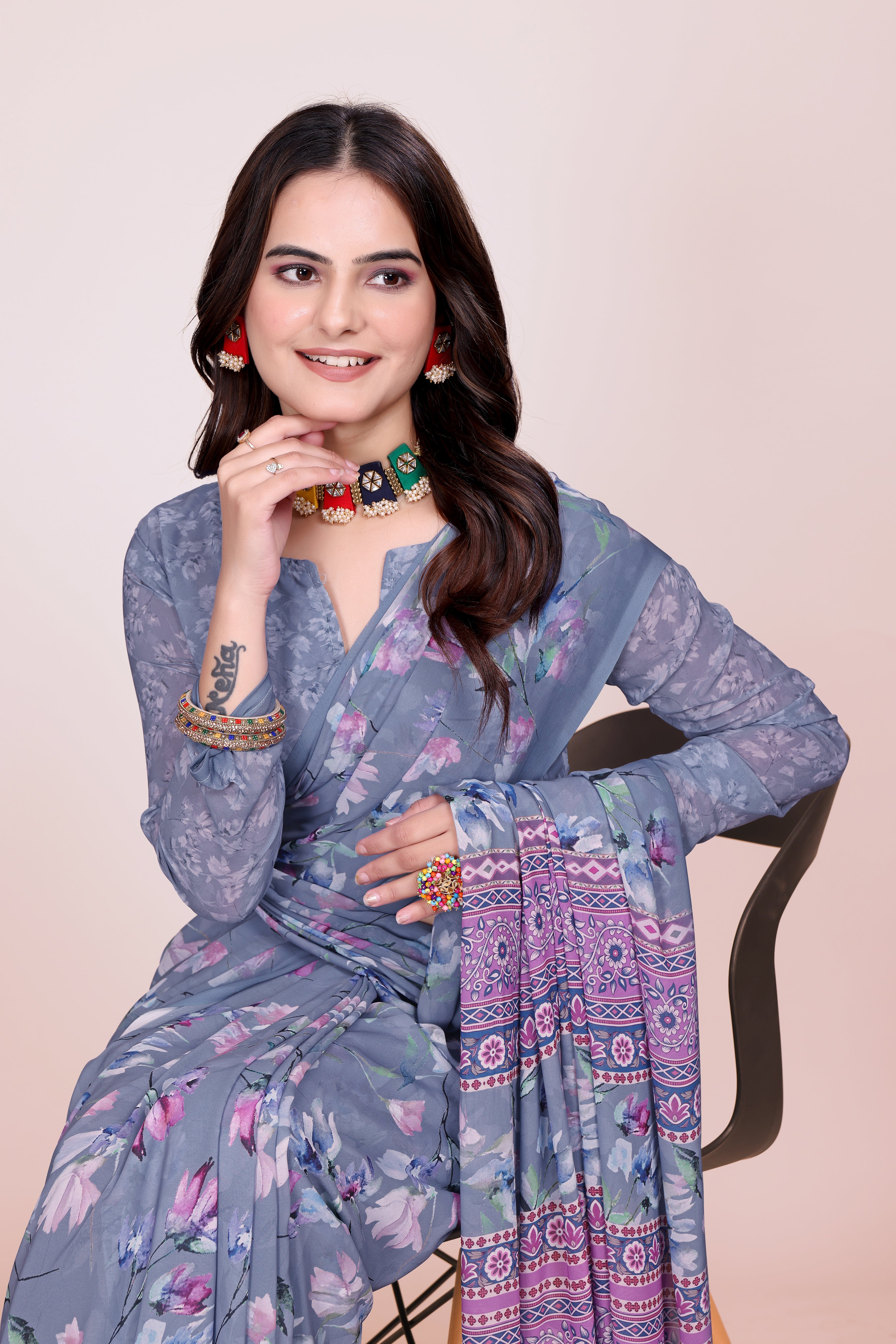 Aaure Blue Weightless Milli Saree